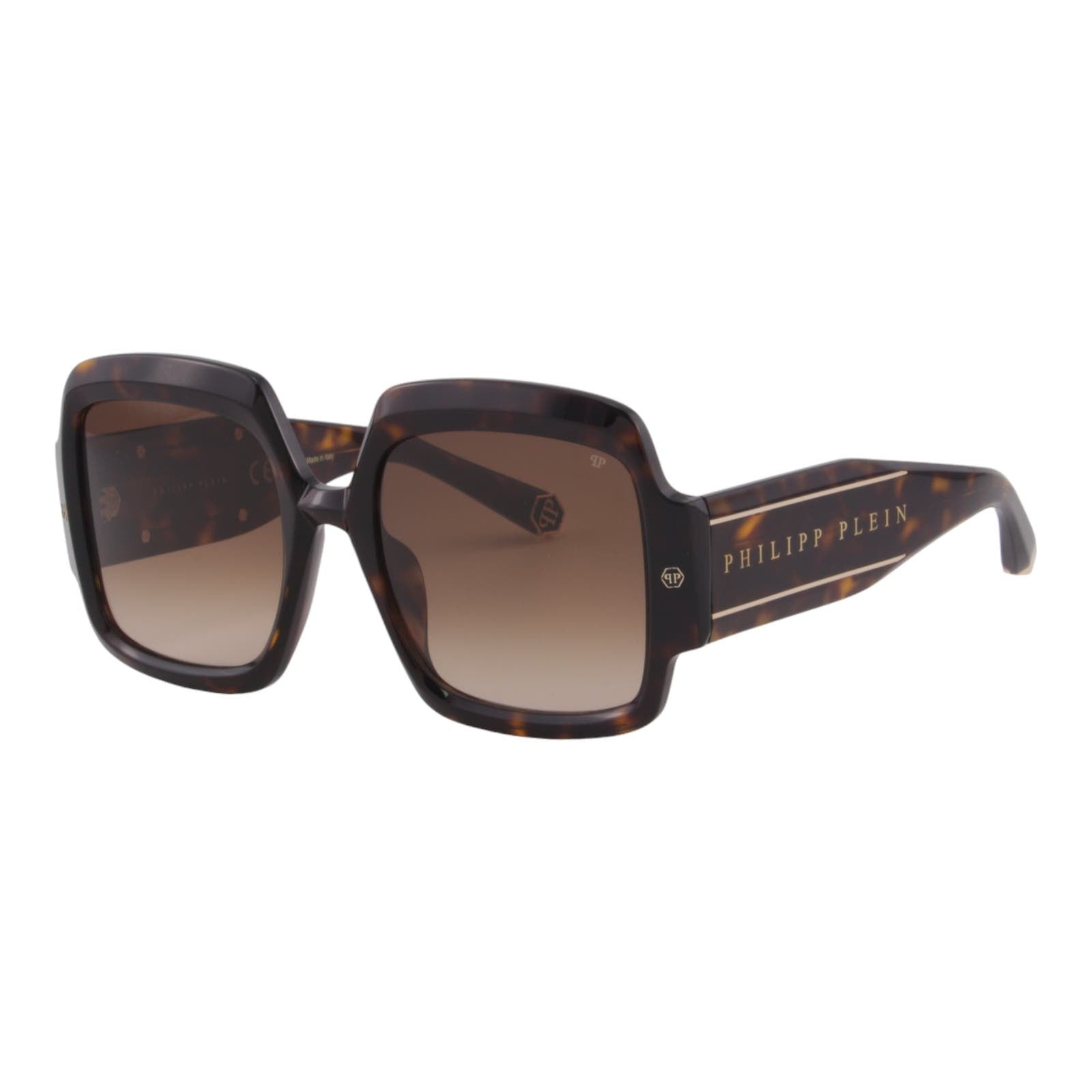 Women Oversized Square Sunglasses SPP038M-0722 Havana Brown & Gold