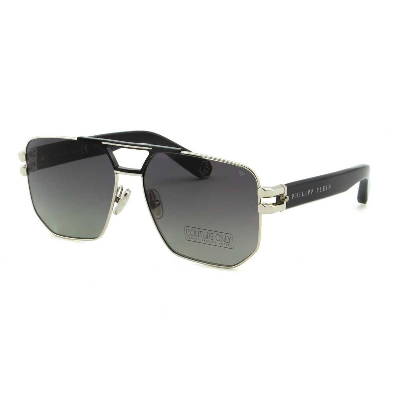 Men Black & Silver Titanium Square Sunglasses SPP012M-583P