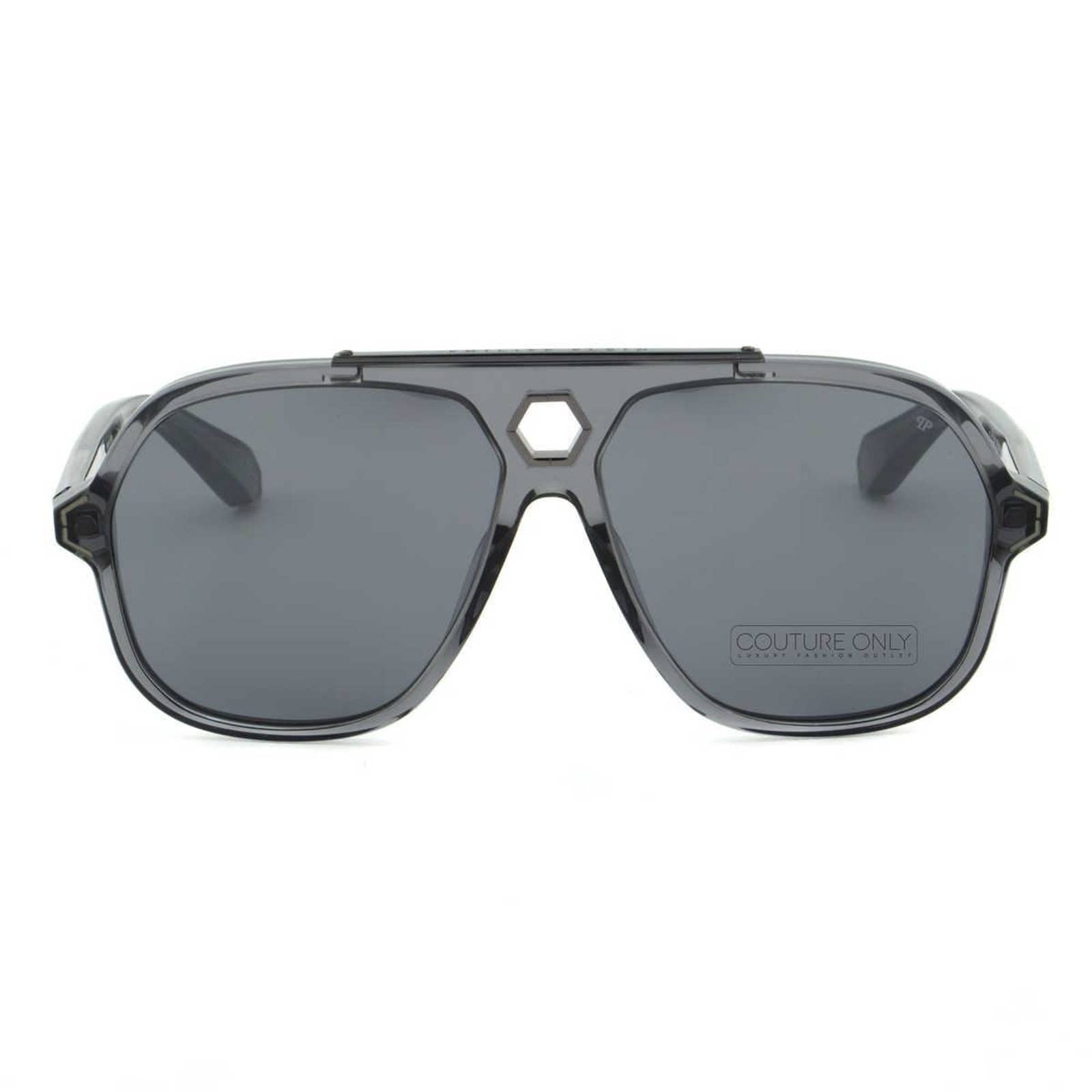 Men Gray Translucent Square Sunglasses SPP004V-9MBX