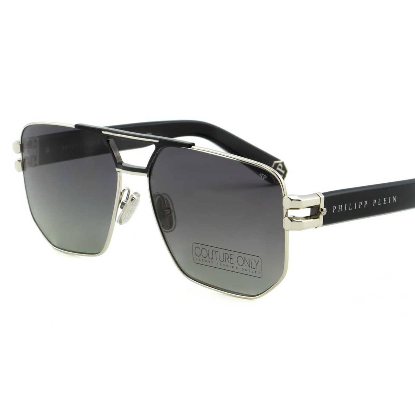 Men Black & Silver Titanium Square Sunglasses SPP012M-583P