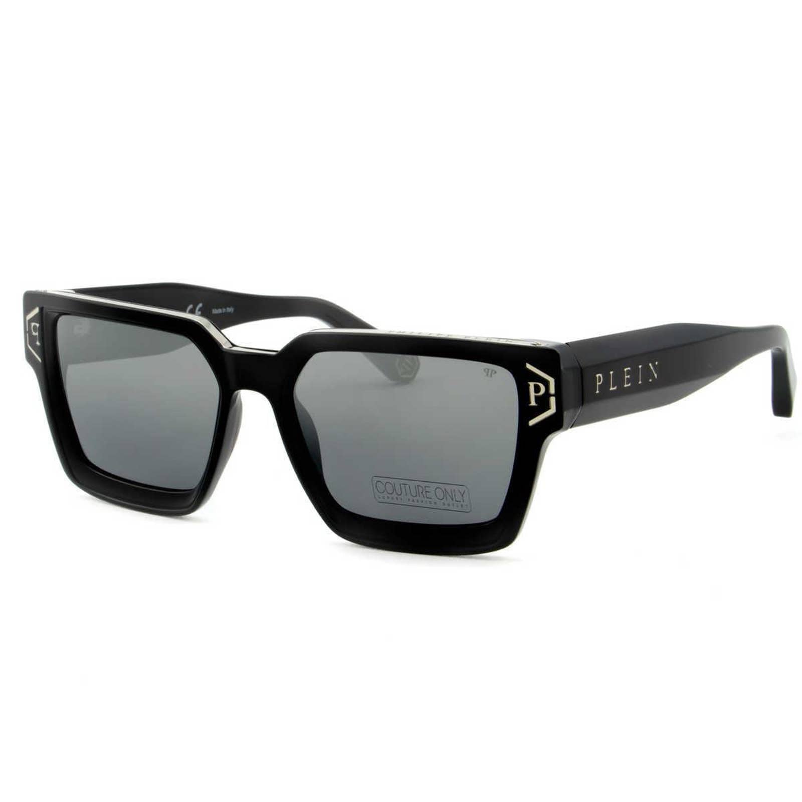 Men Black Square Sunglasses SPP005M-700X Black & Silver