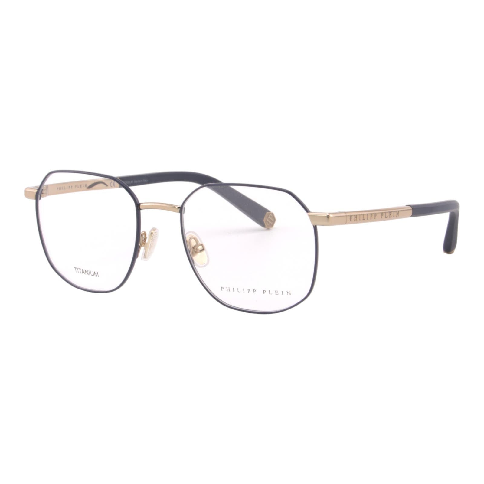 Men Glasses VPP020M-02A8 Navy & Gold Titanium Optical Square Frame