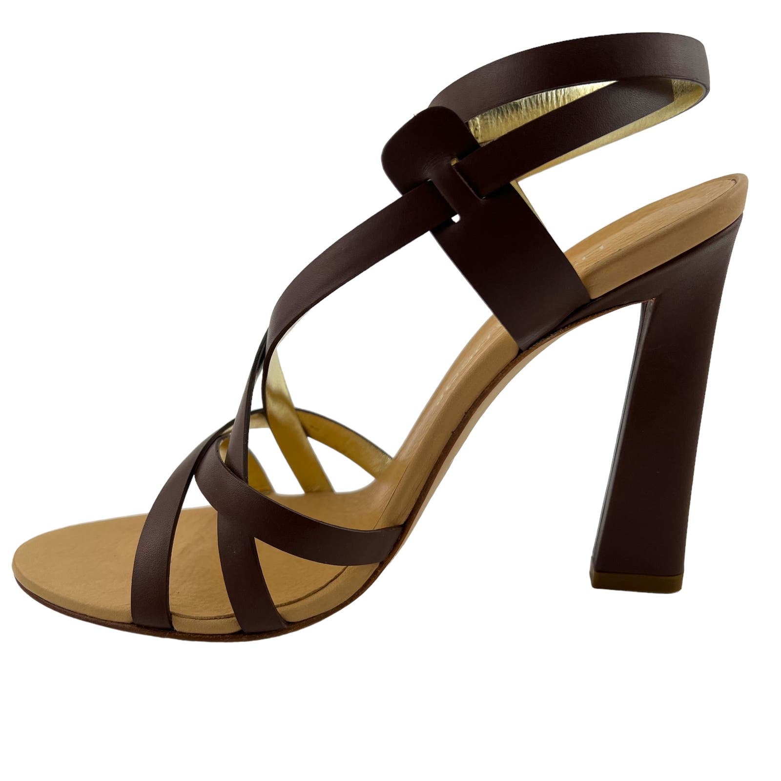 DSQUARED2 Women US 8 Brown Leather Ankle Strap Stiletto Pump Sandals