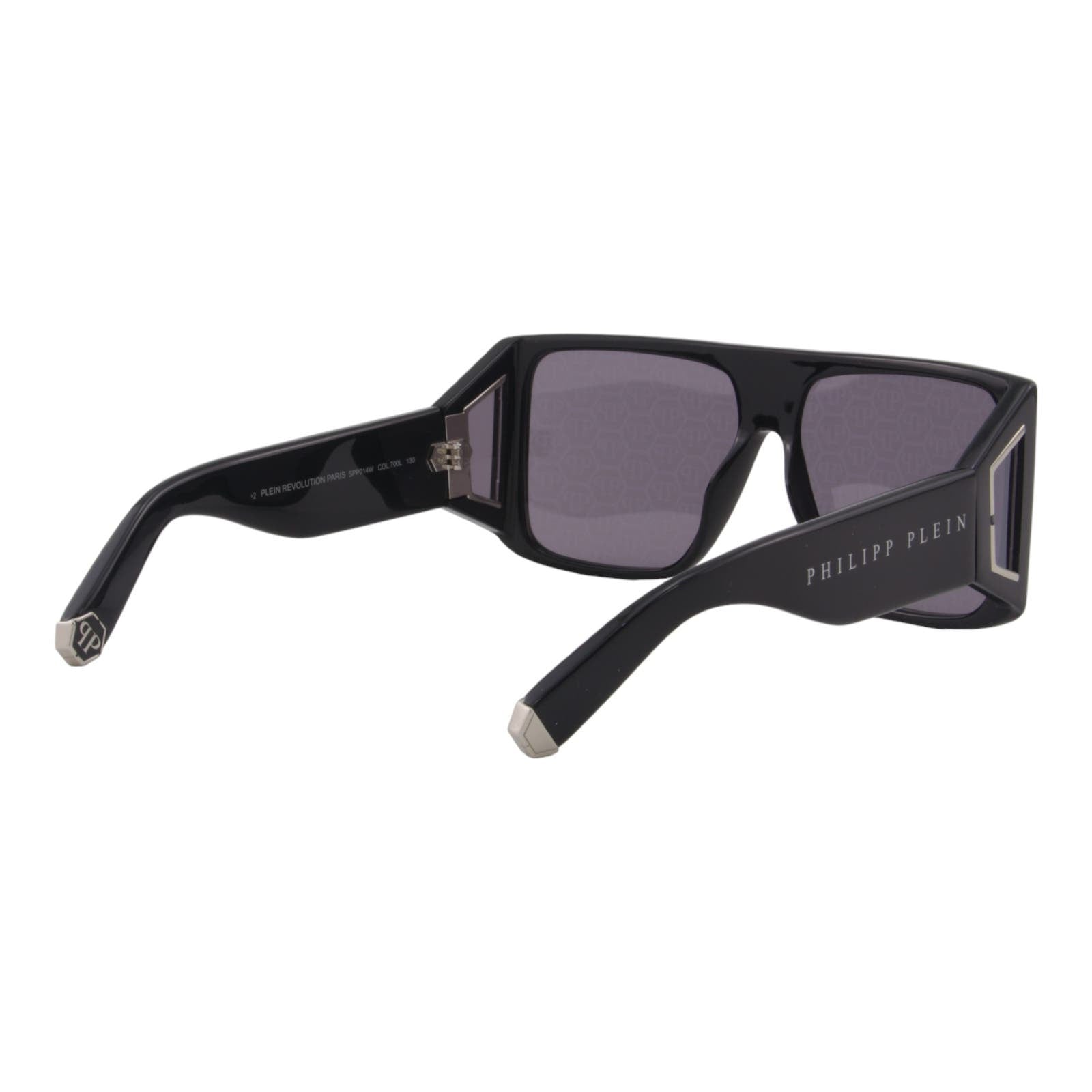 Men Rectangular Shield Sunglasses SPP014W-700L Black & Silver