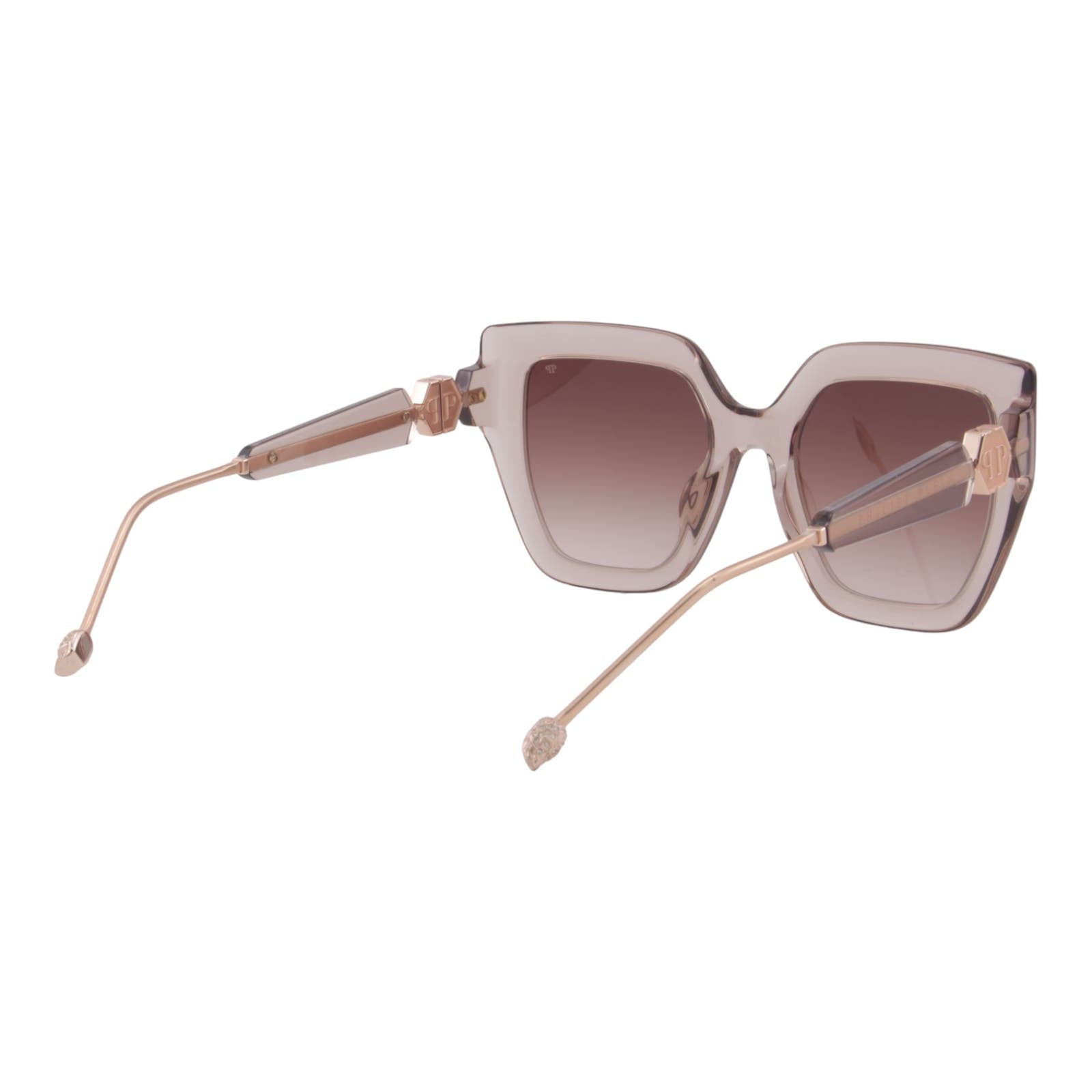 Women Cat-Eye Transparent Sunglasses SPP064S-07T1 Oversized Rose Gold & Beige Frame