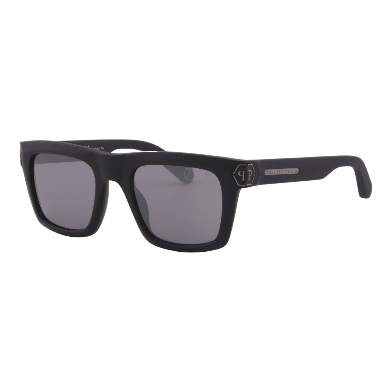 Men Square Sunglasses SPP043M-703X Matte Black Frame & Mirrored Lens