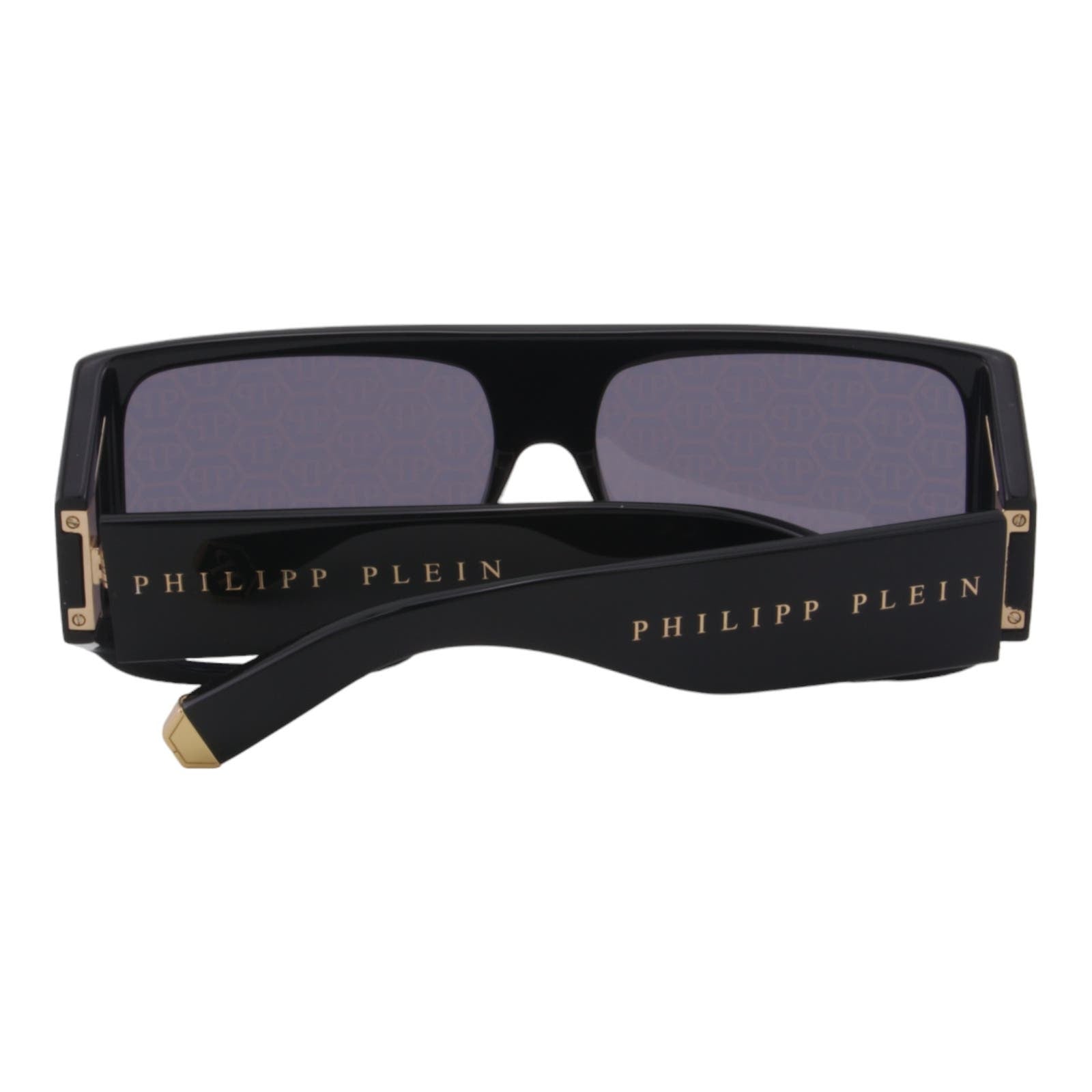 Men Shield Sunglasses SPP014W-700G Gold Gray Monogram Mirrored Lenses