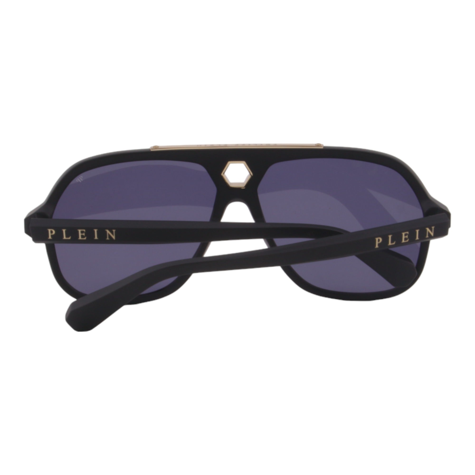 Men Black Aviator Sunglasses SPP004M-0703 Blue Lens