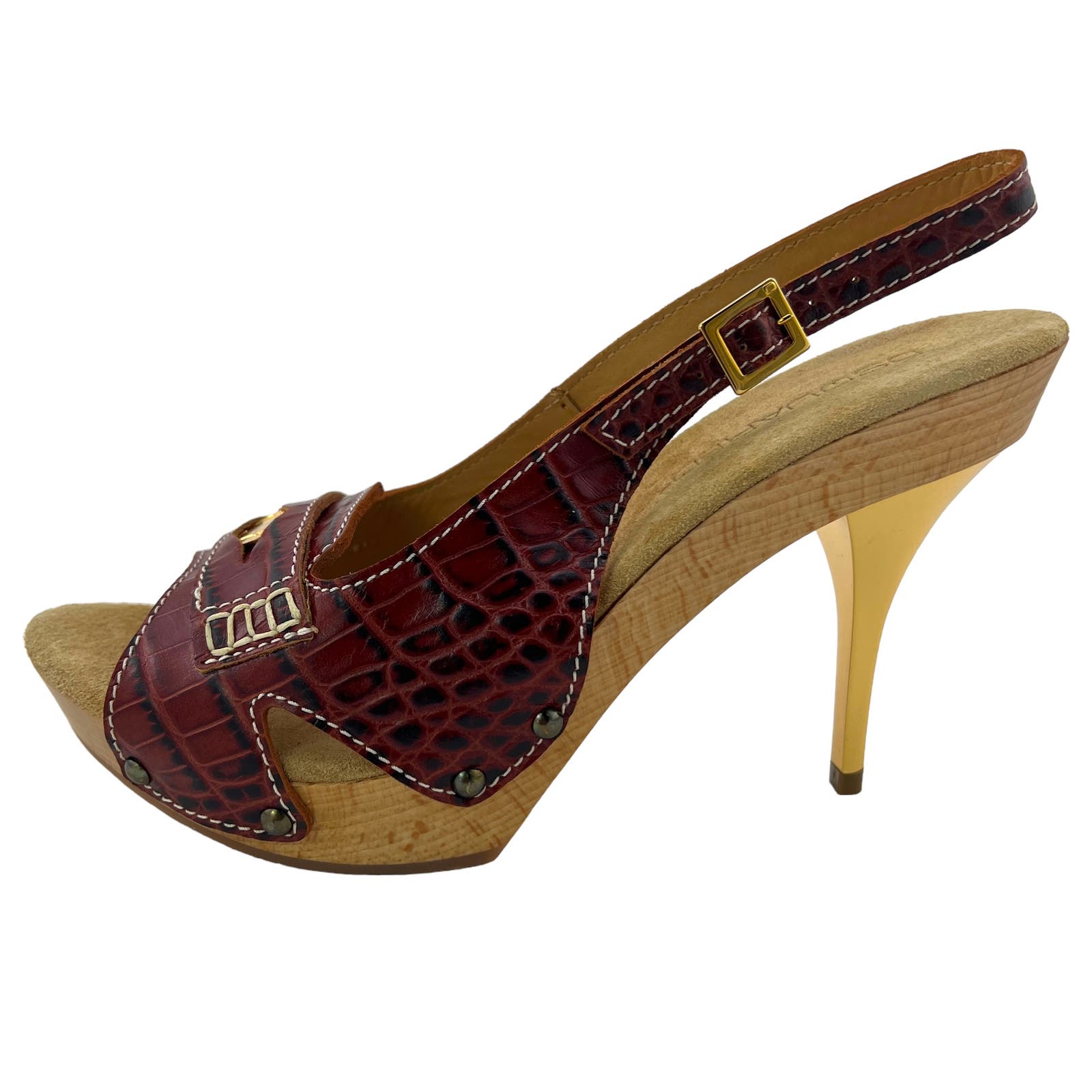 Dsquared2 Women Brown Leather Pumps Sling-back Open Toe