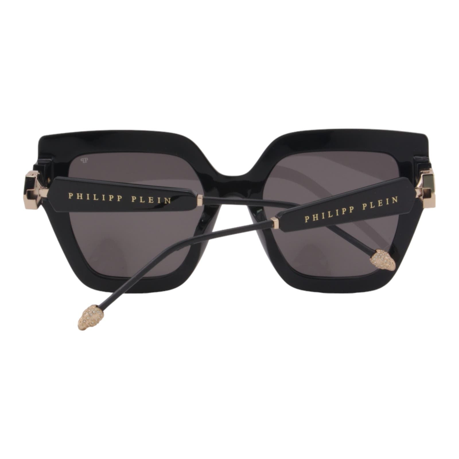 Women Cat-Eye Sunglasses SPP064S-0700 Oversized Black & Gold Frame