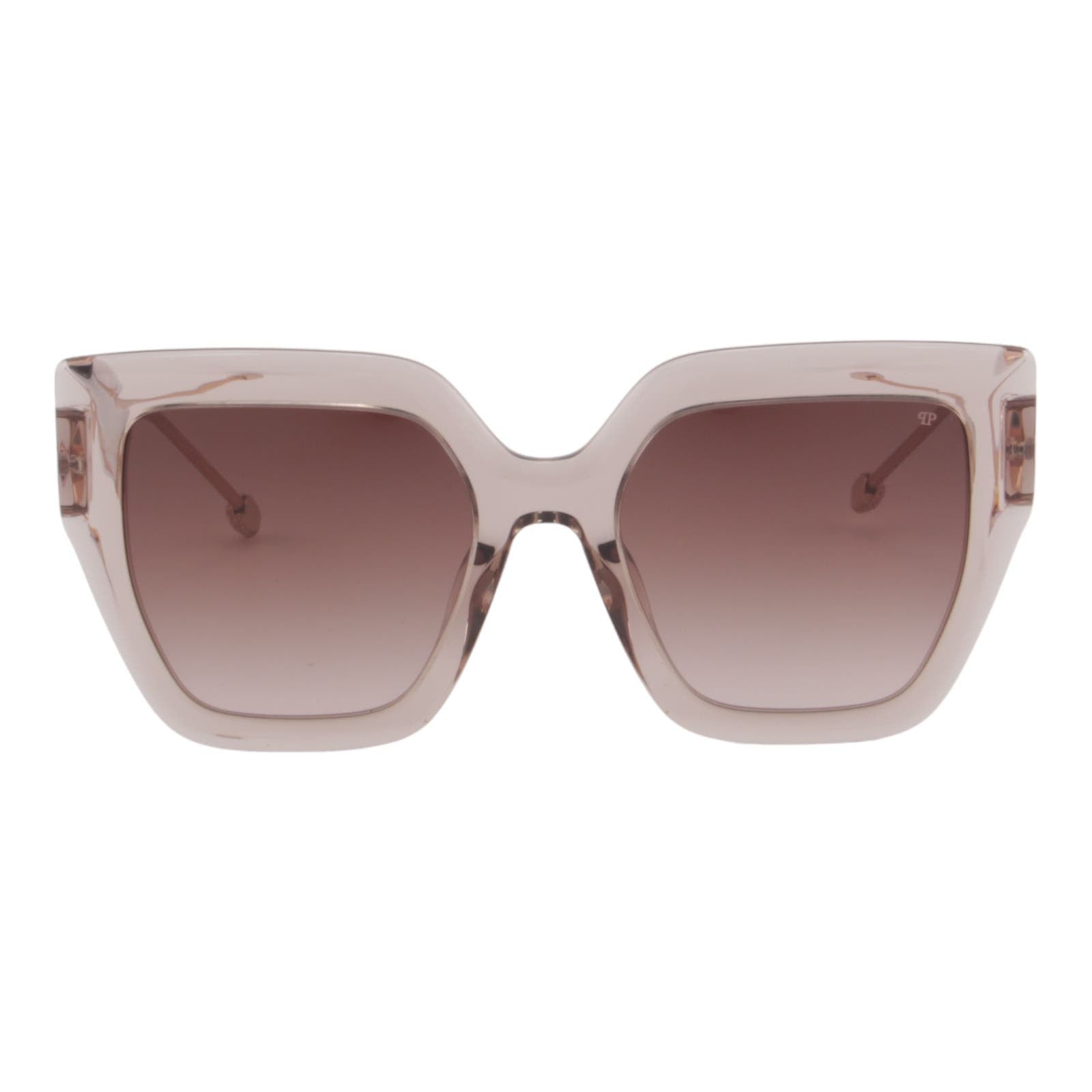 Women Cat-Eye Transparent Sunglasses SPP064S-07T1 Oversized Rose Gold & Beige Frame