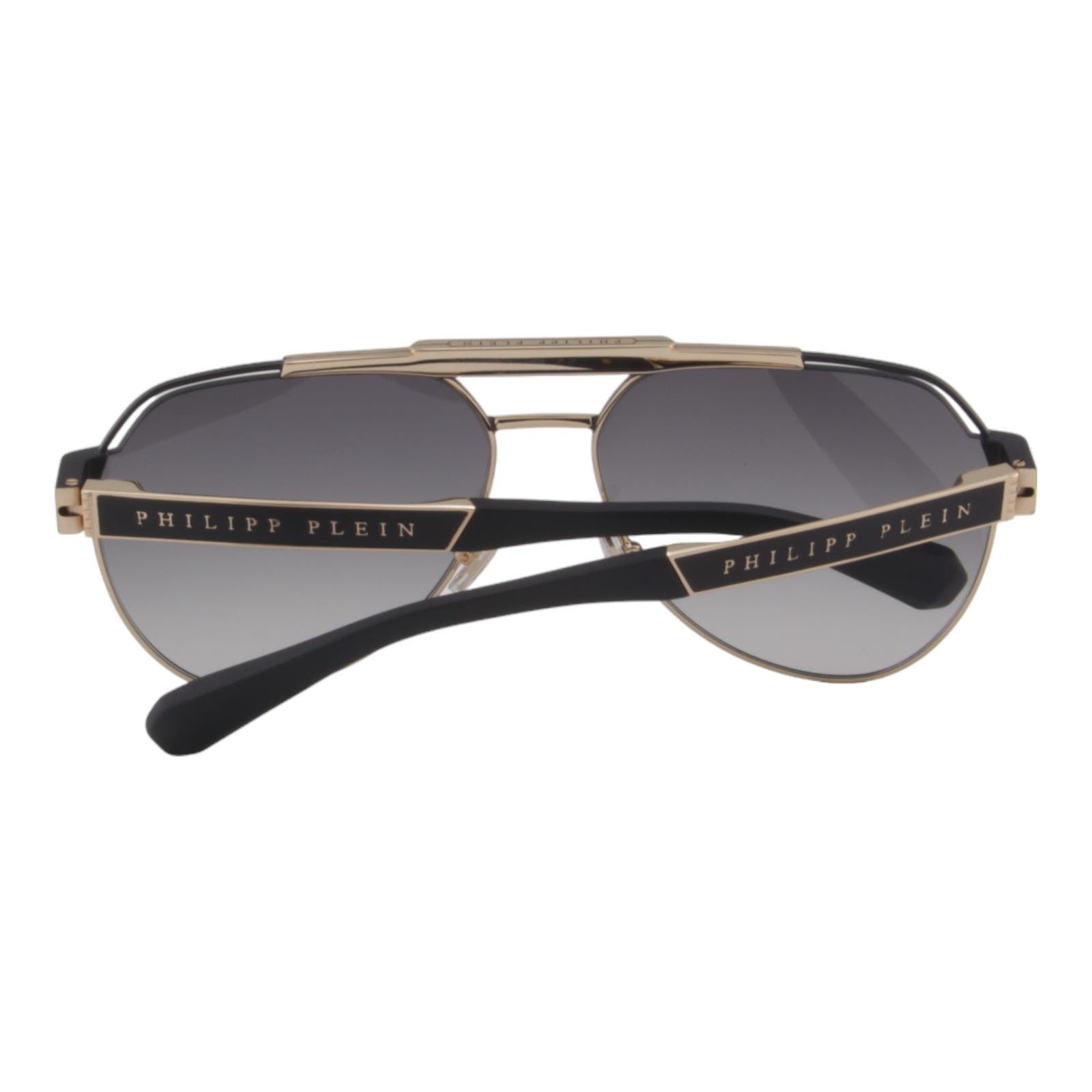 Men Aviator Sunglasses SPP073M-0302 Black & Gold Metal Frame Gray Lens