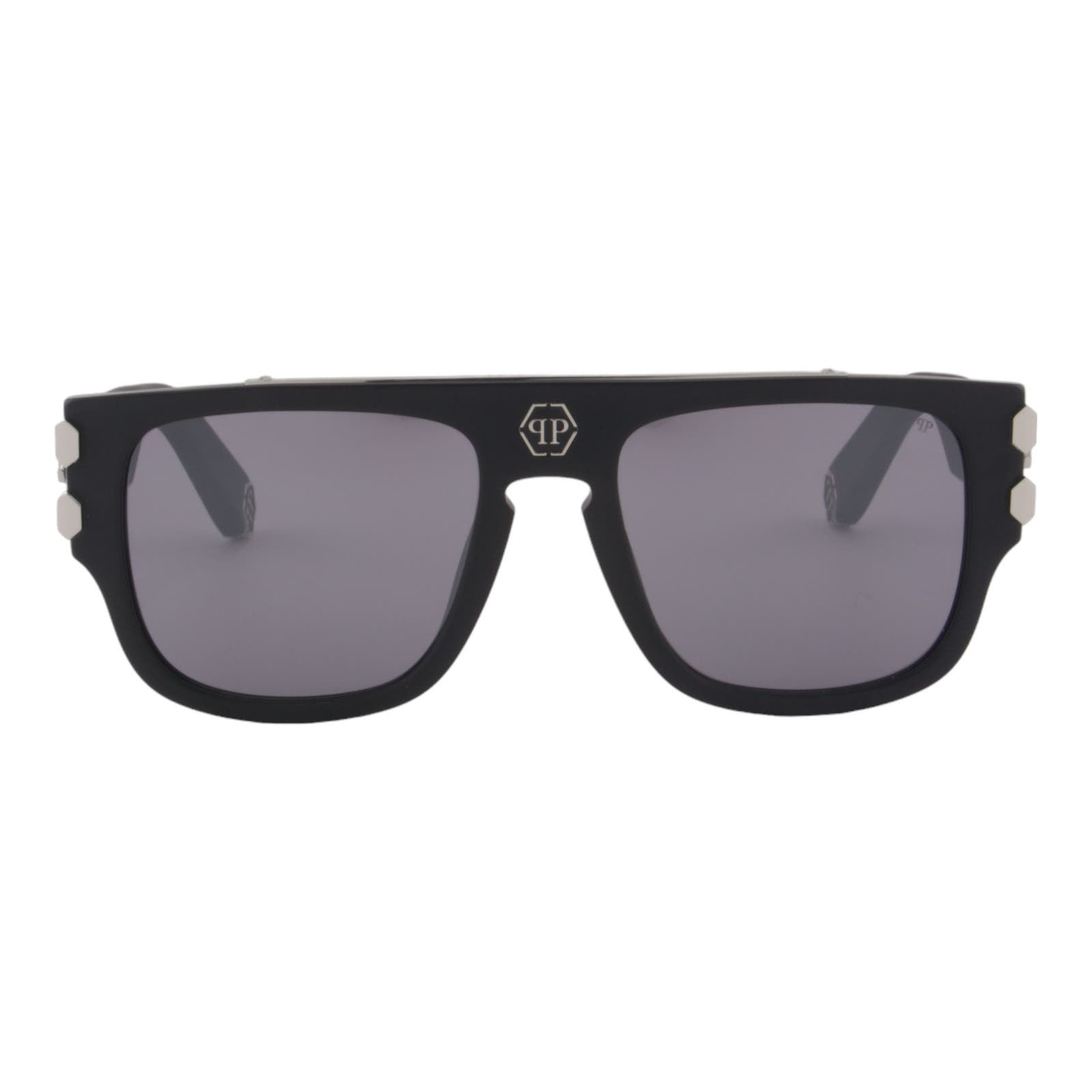 Men Titanium Square Sunglasses SPP011V-703X Black & Silver Frame
