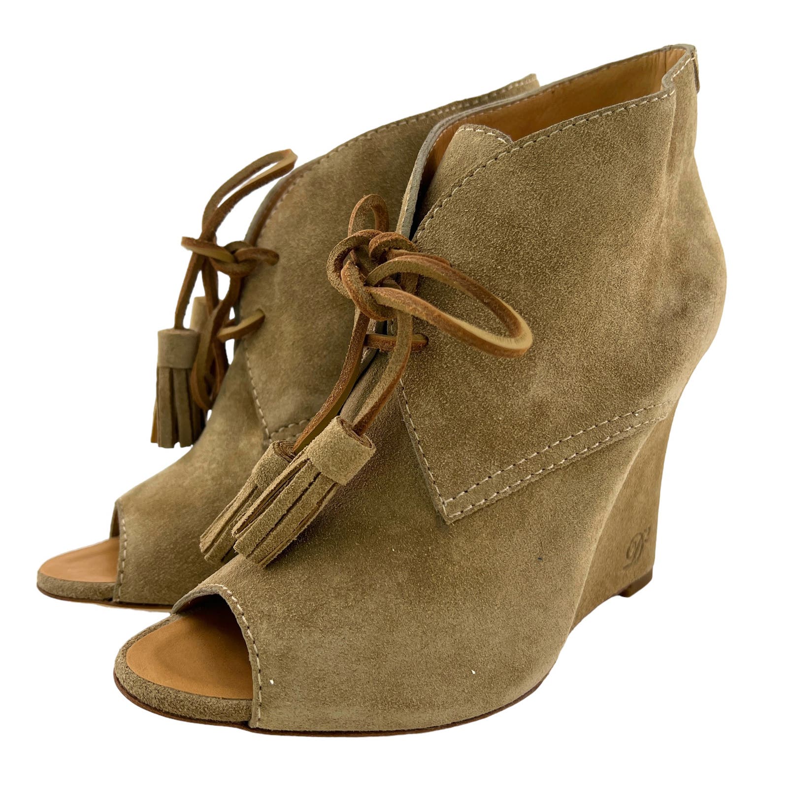 Dsquared2 Women US 7 and US 9 Booties Suede Leather Peep Toe Wedge Heels
