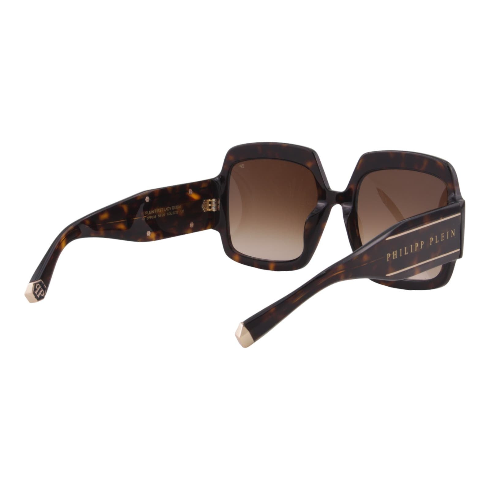 Women Oversized Square Sunglasses SPP038M-0722 Havana Brown & Gold
