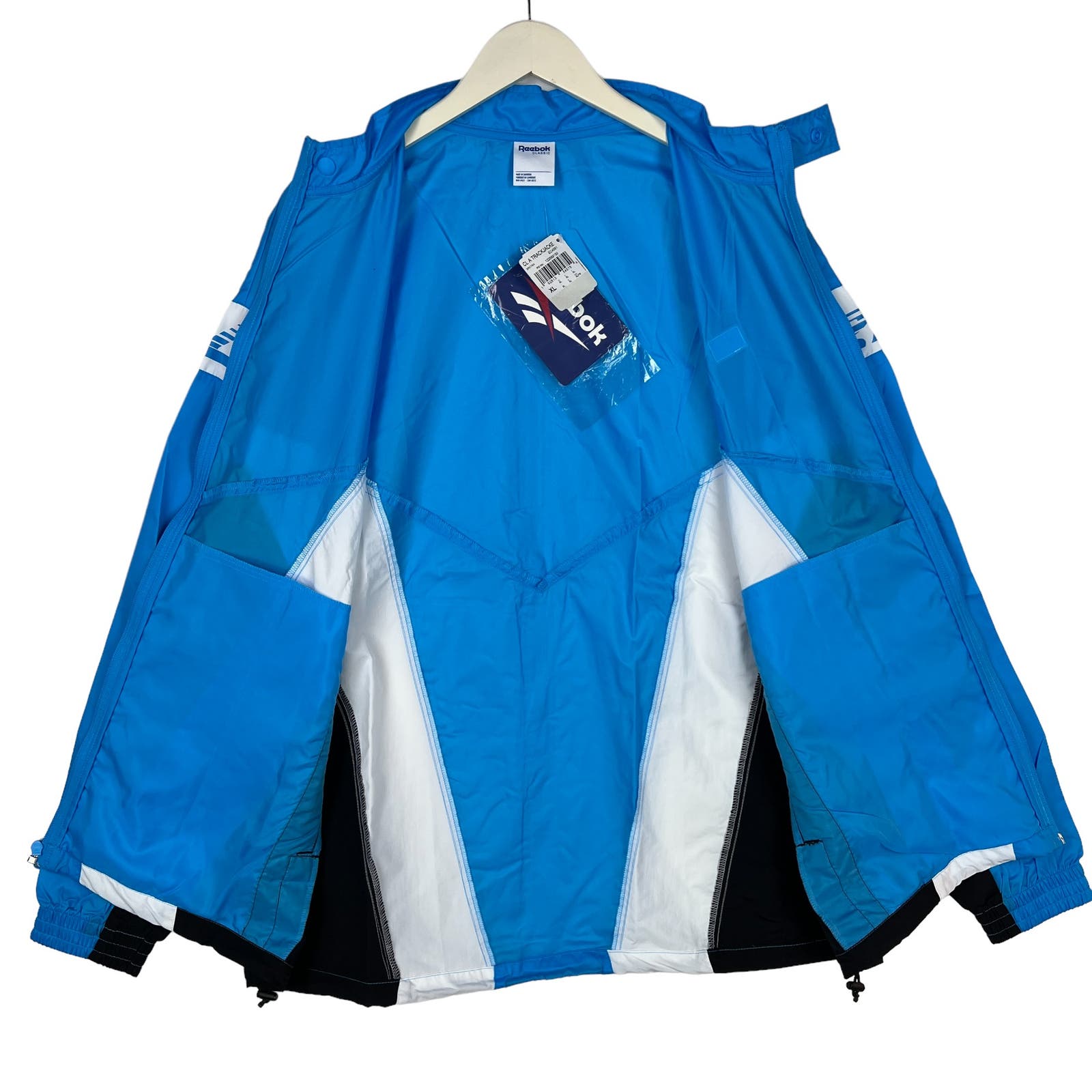 Reebok Classic Men Blue Windbreaker US XL Track Jacket Zip Up