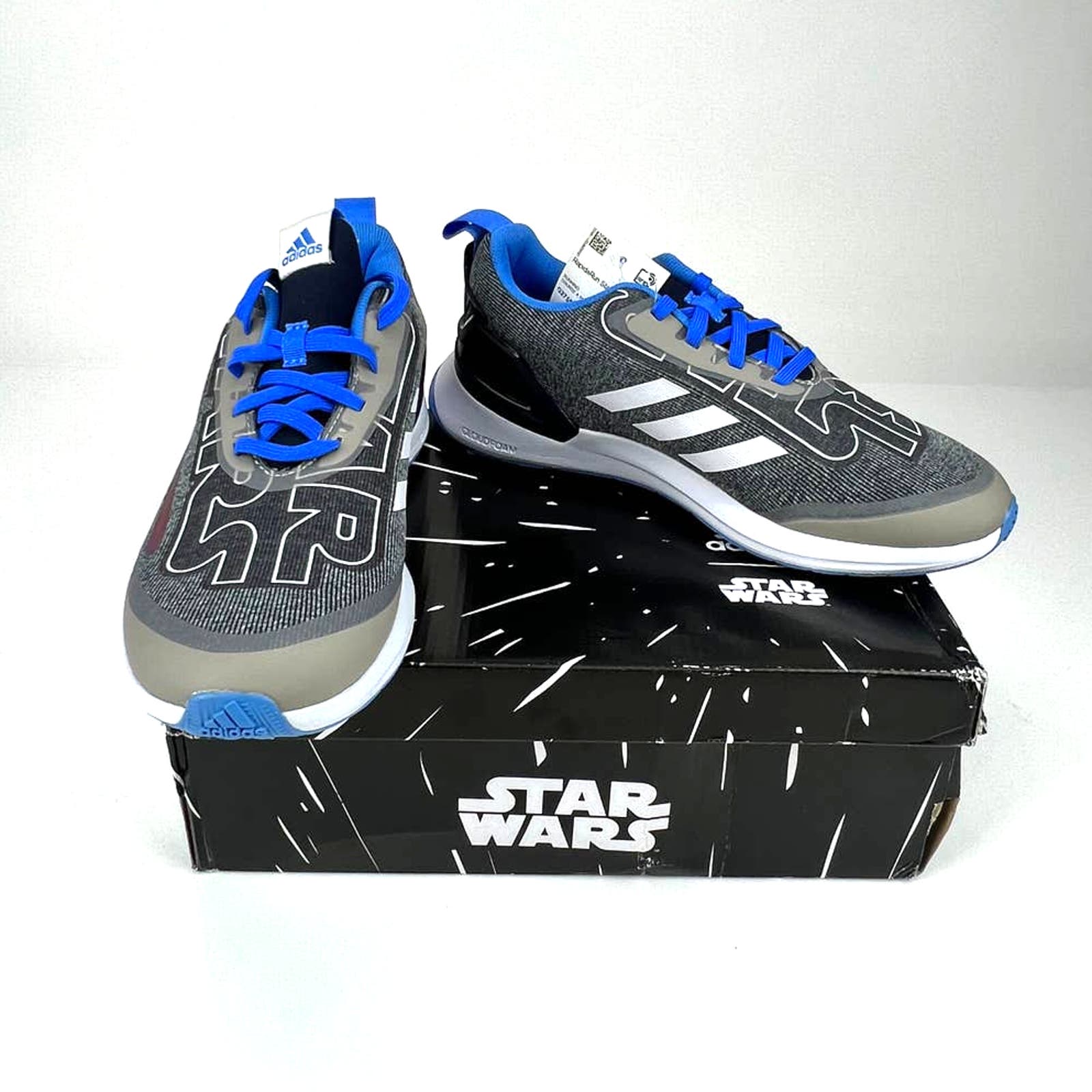Adidas Kids US 4 Star Wars Running Sneakers Jedi Gray Blue