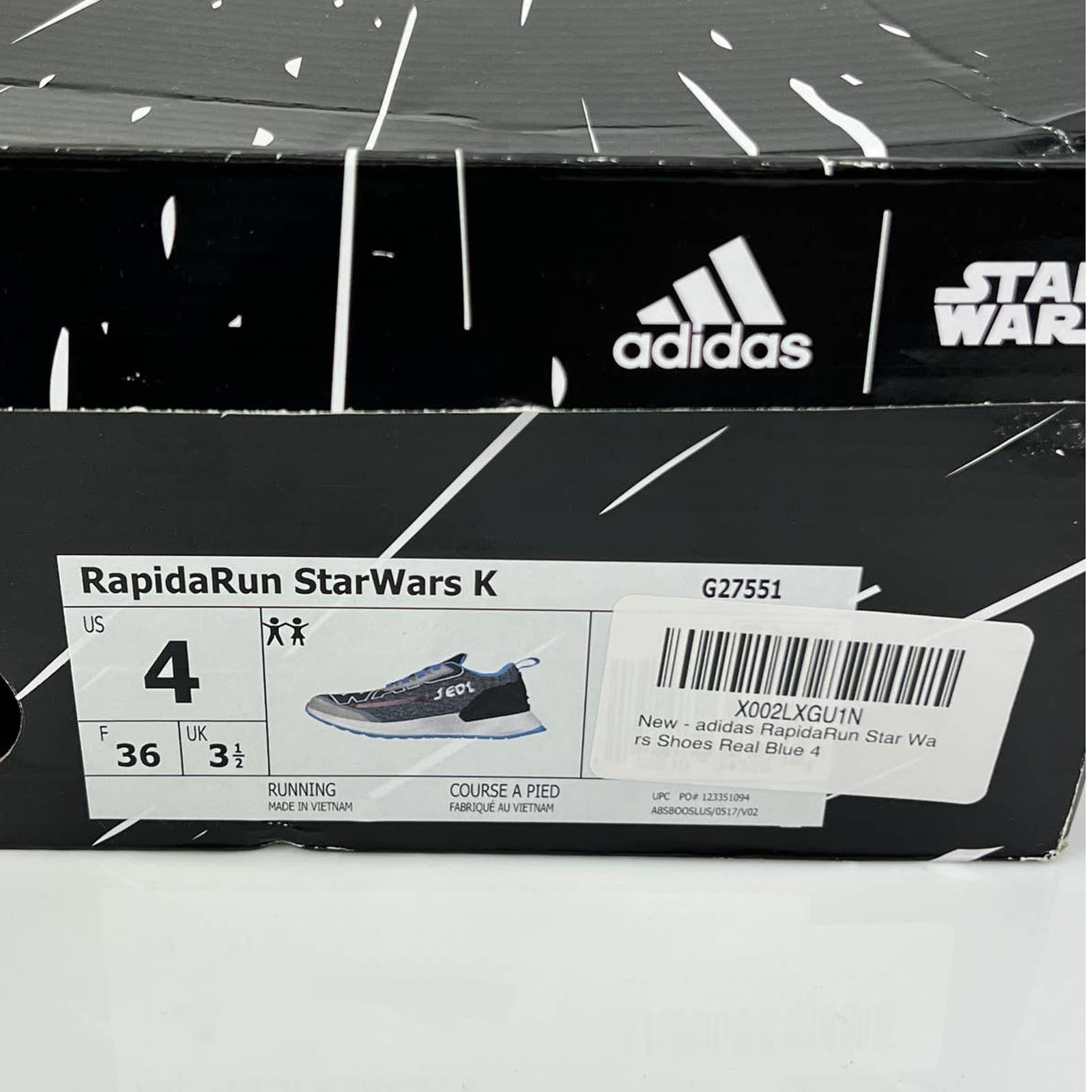 Adidas Kids US 4 Star Wars Running Sneakers Jedi Gray Blue