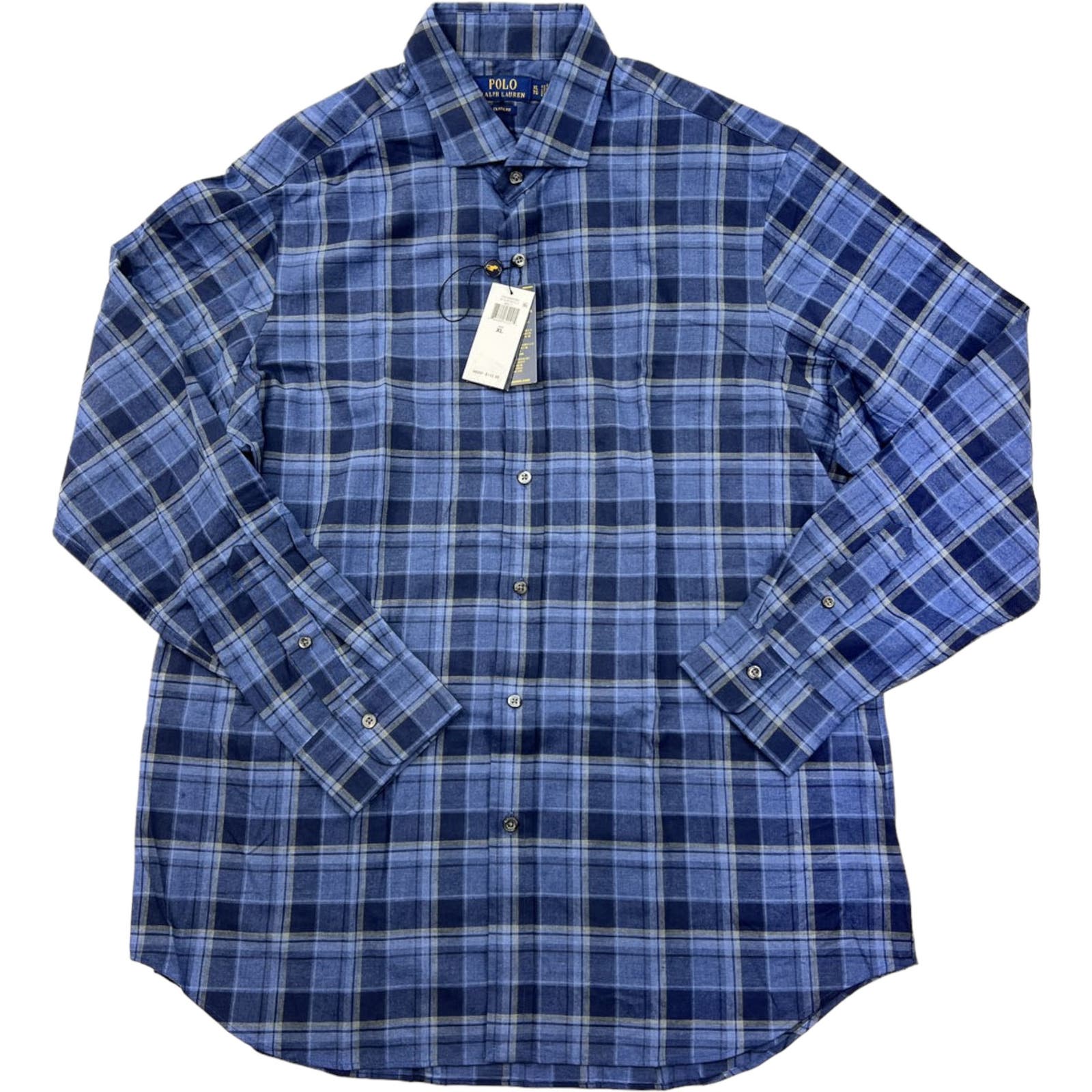 Ralph Lauren Polo Men Blue Plaid Shirt US XL Long Sleeve Button Down