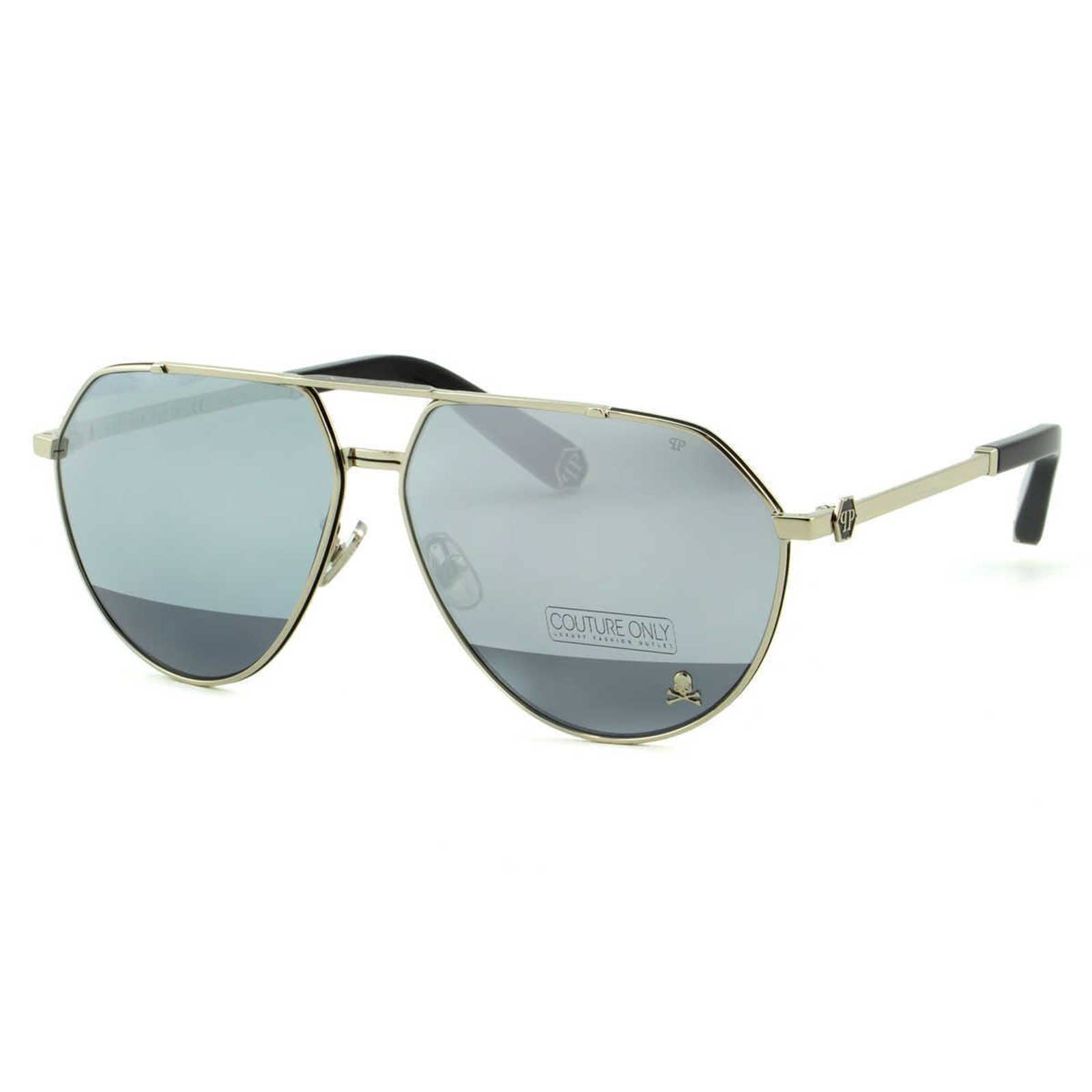 Men Silver Metal Aviator Sunglasses SPP007M-583H