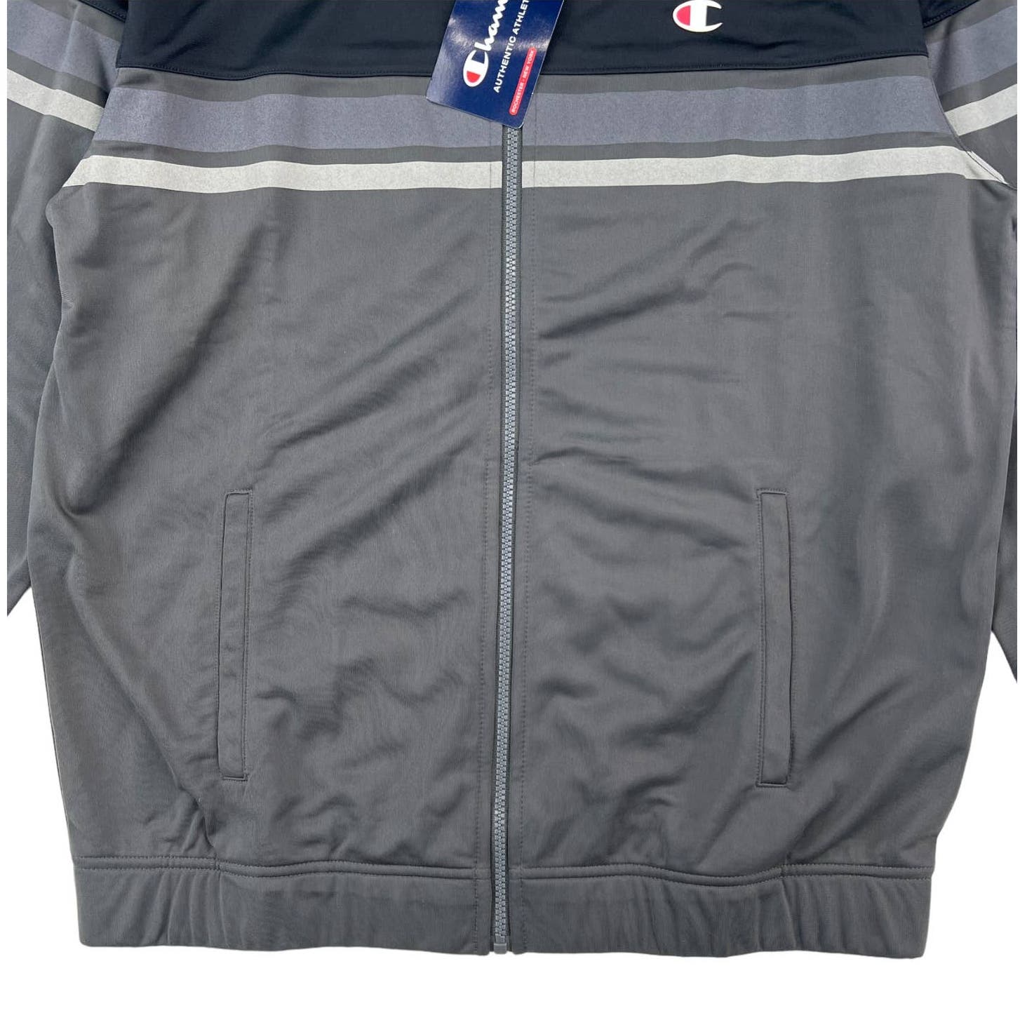 Champion Men Grey Full Zip Jacket US XL Sport Casual Long Sleeve