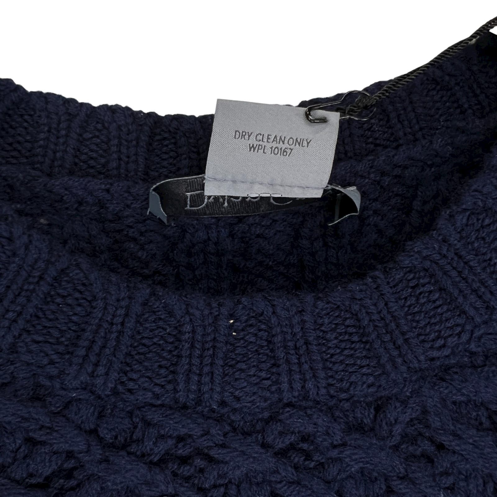 Dylan Gray Men Navy Merino Wool US XL Sweater Cabled Yoke