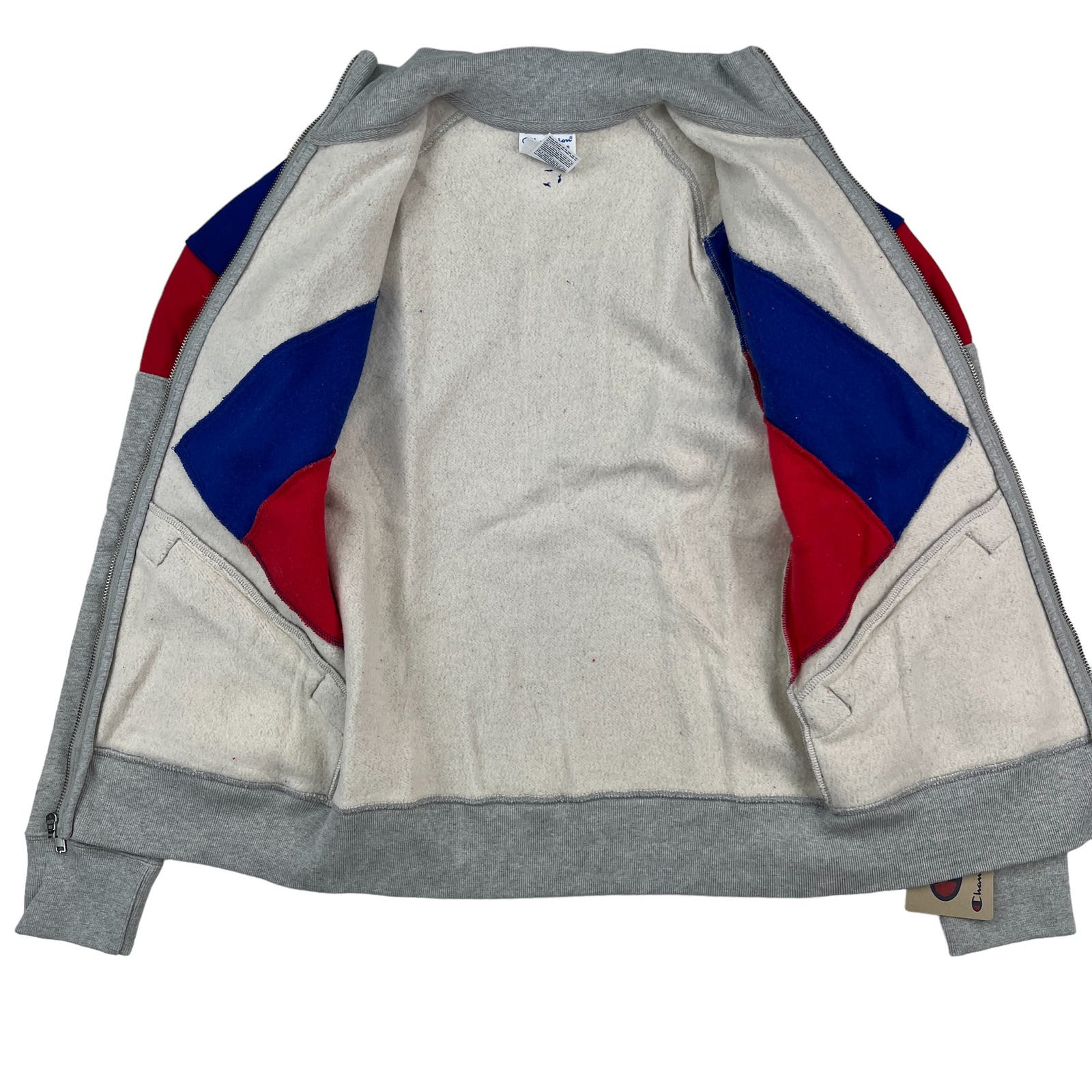 Champion Men Grey Full Zip Track Jacket US XS Reverse Weave Colorblock