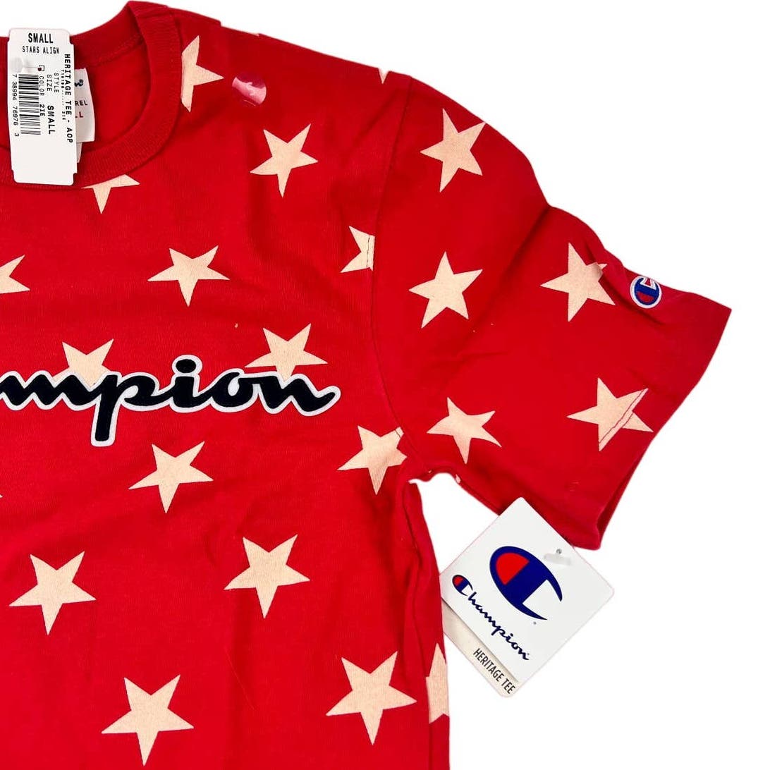 Champion Men Red T-Shirt US S Heritage Cotton Tee