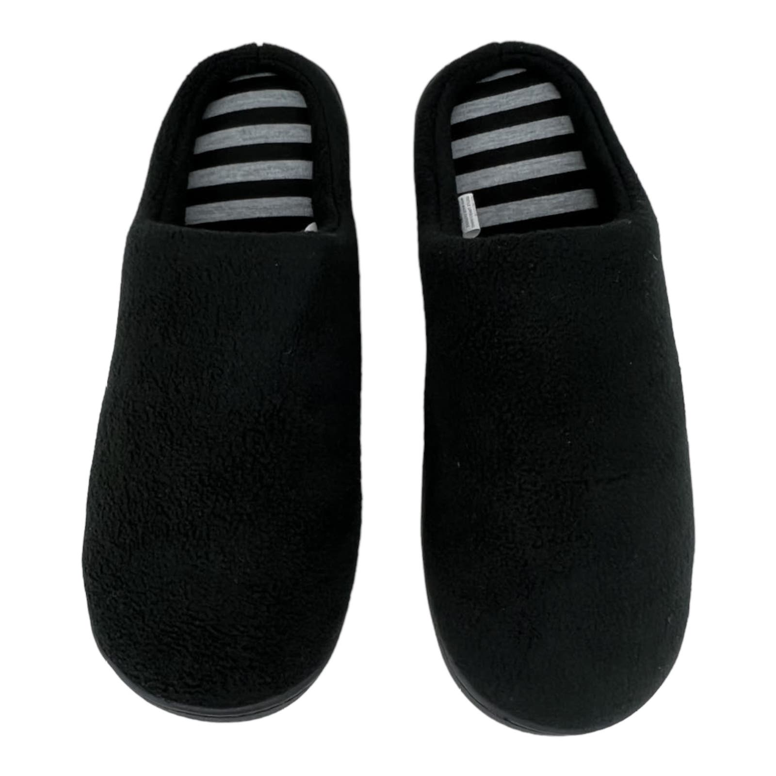 Gold Toe Men US XL Fleece Scuff Warm Plush Black Slippers Shoes
