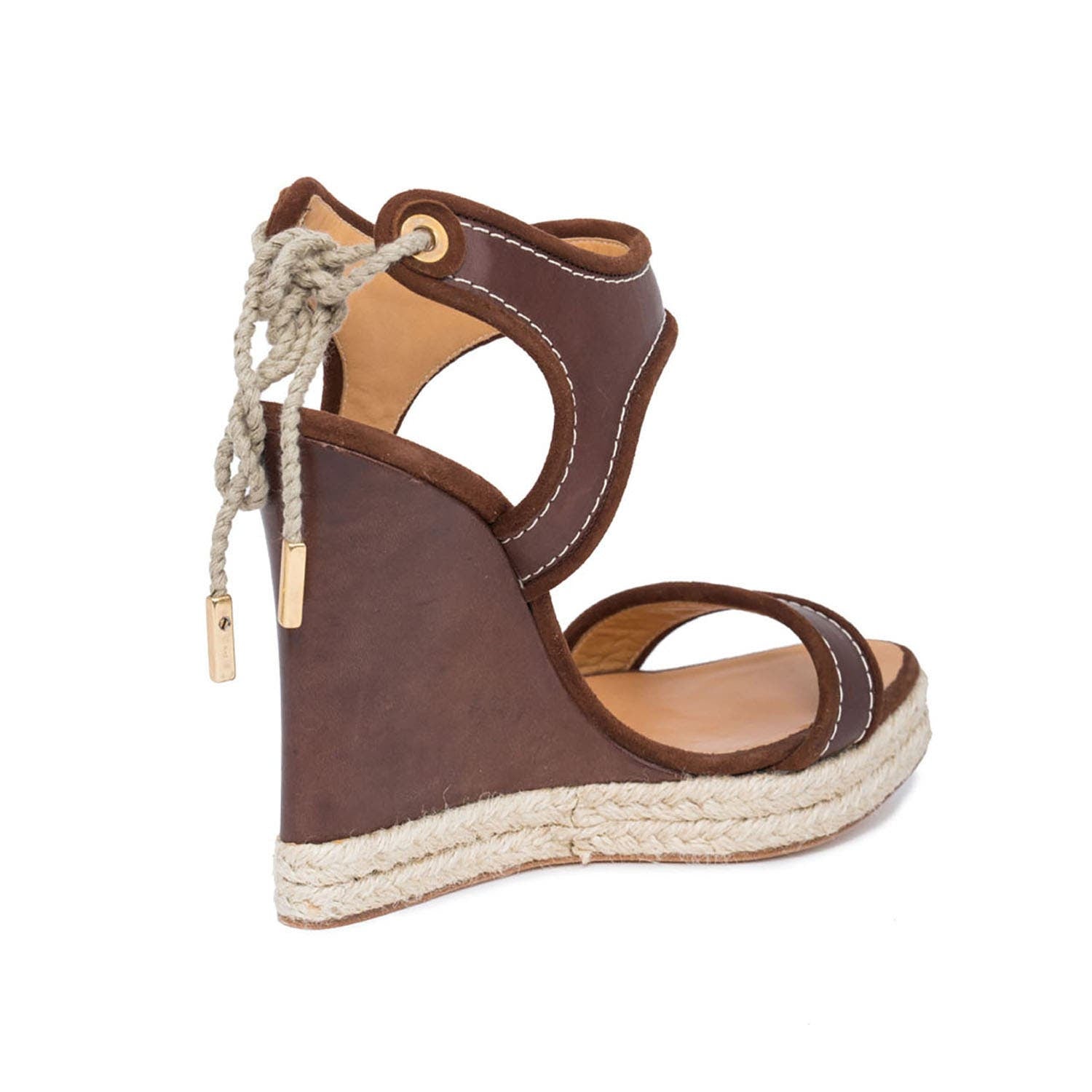 DSQUARED2 Women US 8 Brown Leather Back Laced Wedge