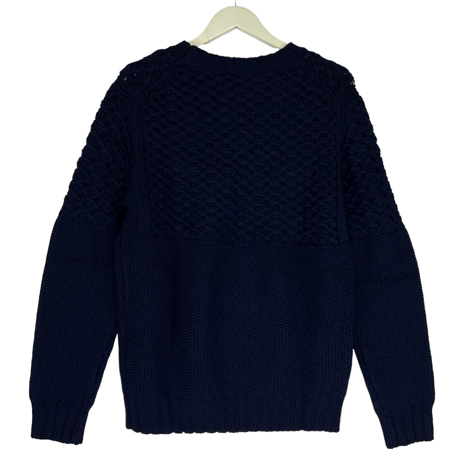 Dylan Gray Men Navy Merino Wool US XL Sweater Cabled Yoke