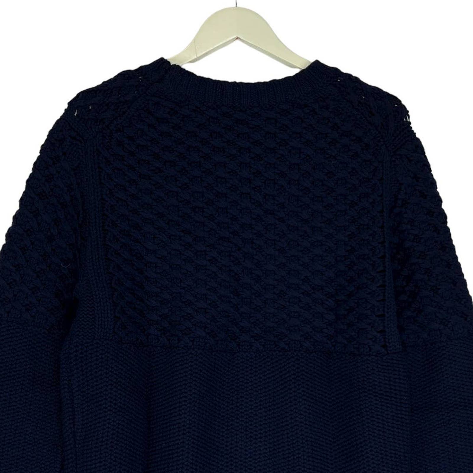 Dylan Gray Men Navy Merino Wool US XL Sweater Cabled Yoke