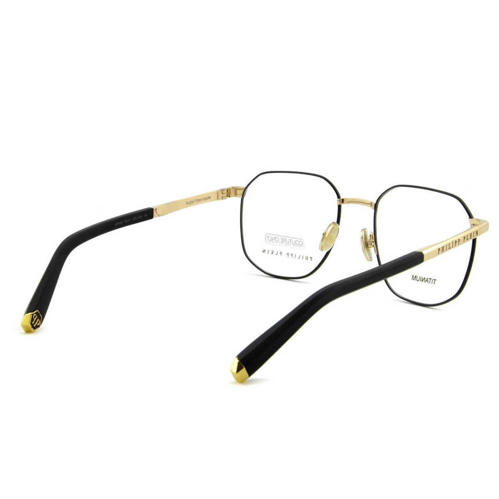 Men Optical Square Black Gold Titanium Eyeglasses VPP020M-0302