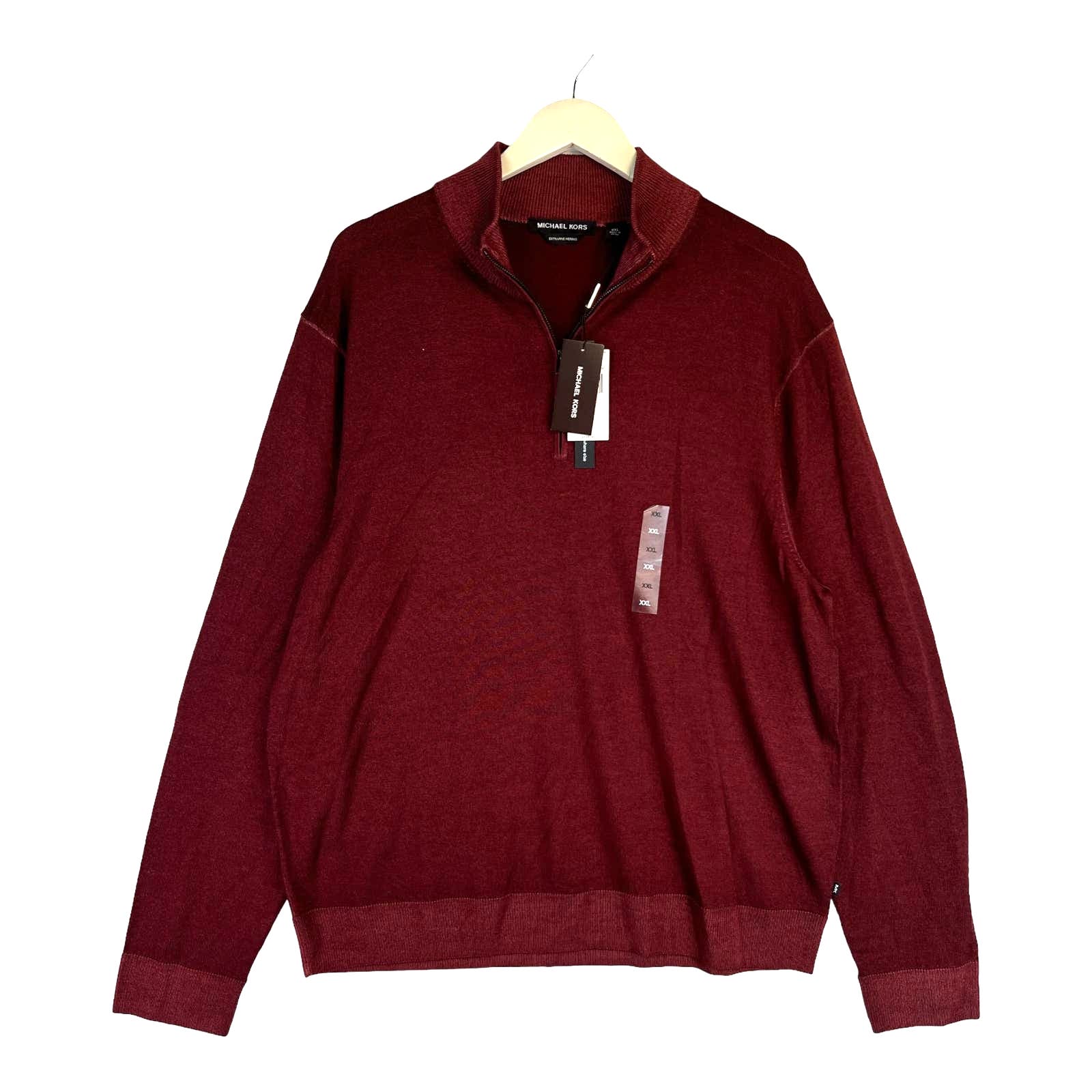 Michael Kors Men Burgundy Sweatshirt US XXL Merino Wool Sweater