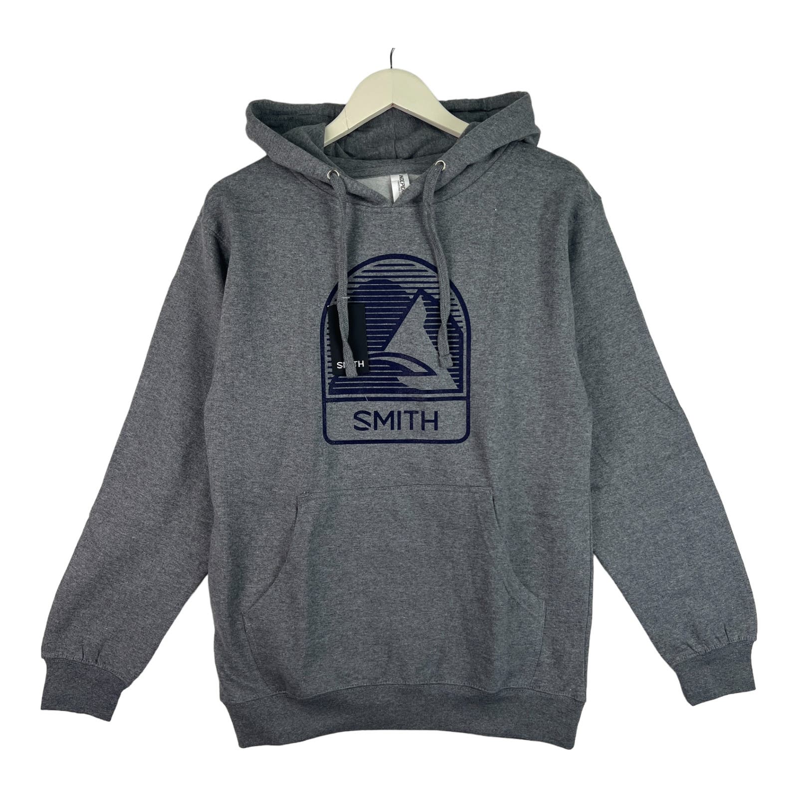 Smith Men Grey Hoodie US S Casual Sport Printed Long Sleeve