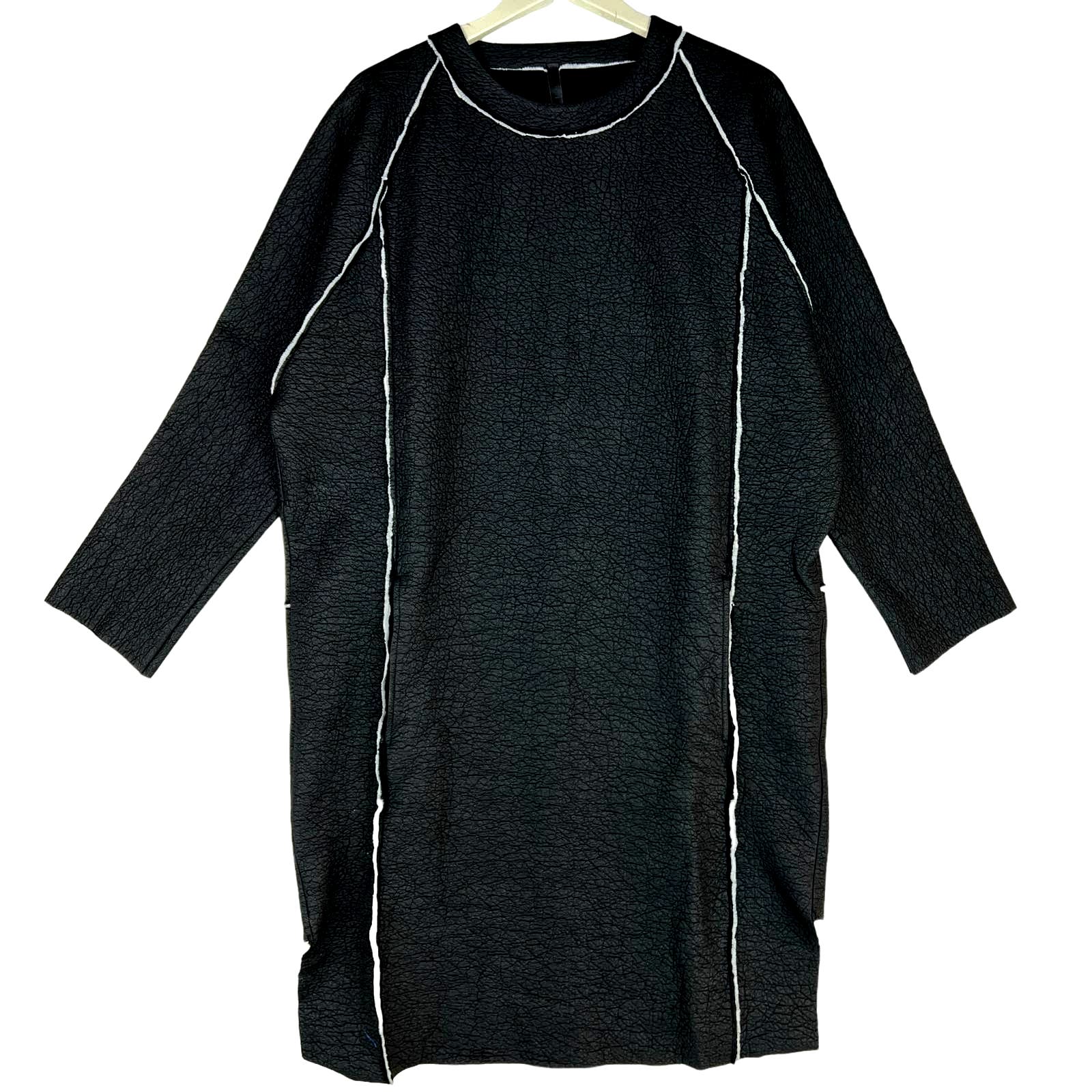 Barbara I Gongini Women Black Tunic Dress Size 1 Leather Print 100% Cotton