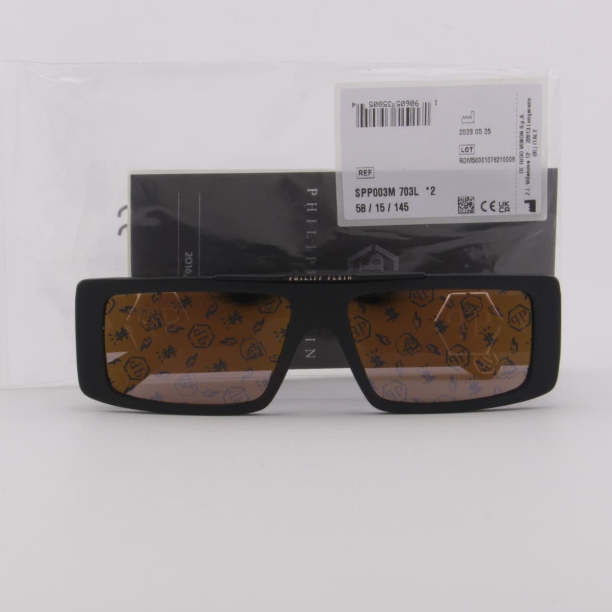 Designer Sunglasses Men Slim Rectangular SPP003M-703L Monogram Lens