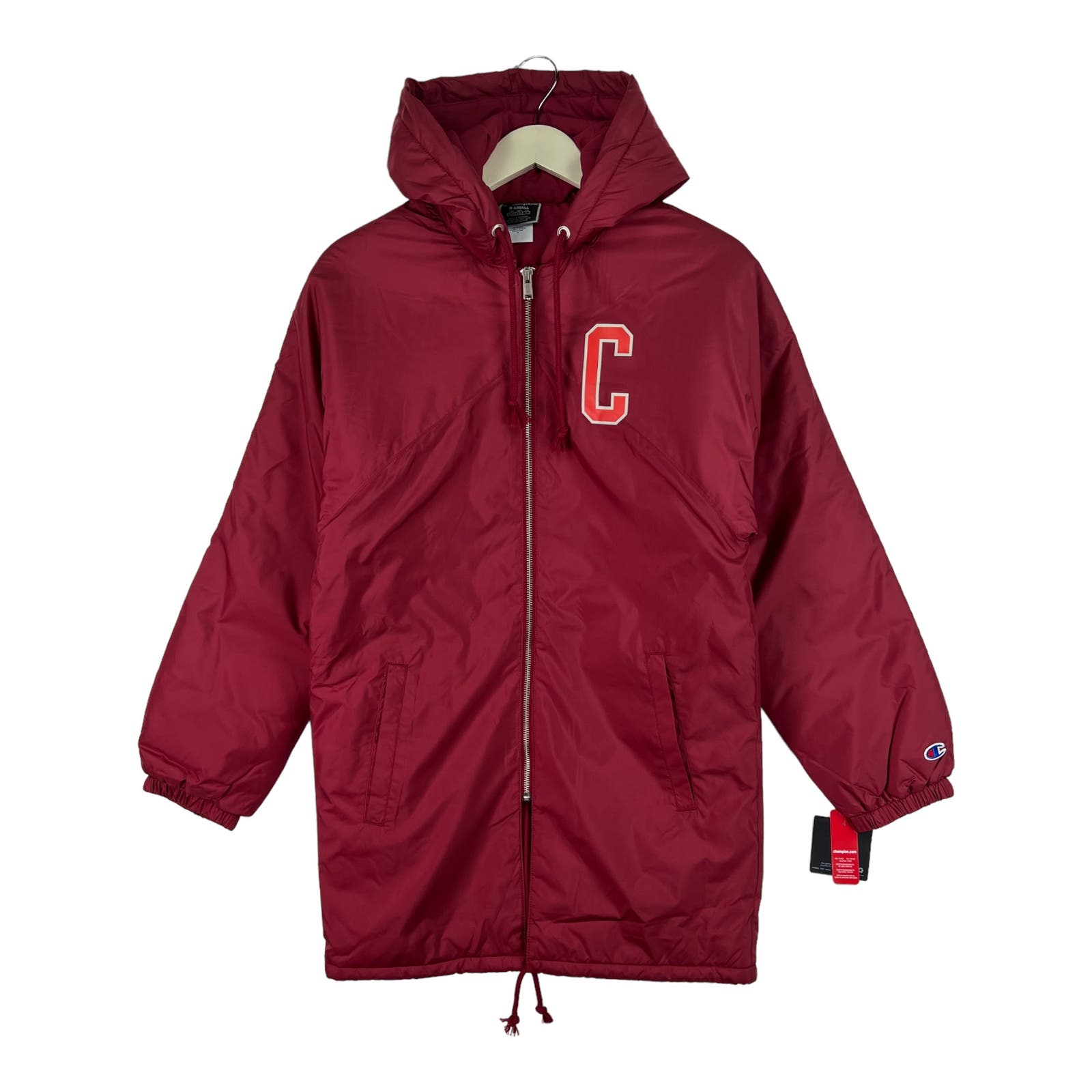 Champion Woman Red Long Jacket US XS Sport Casual Hooded