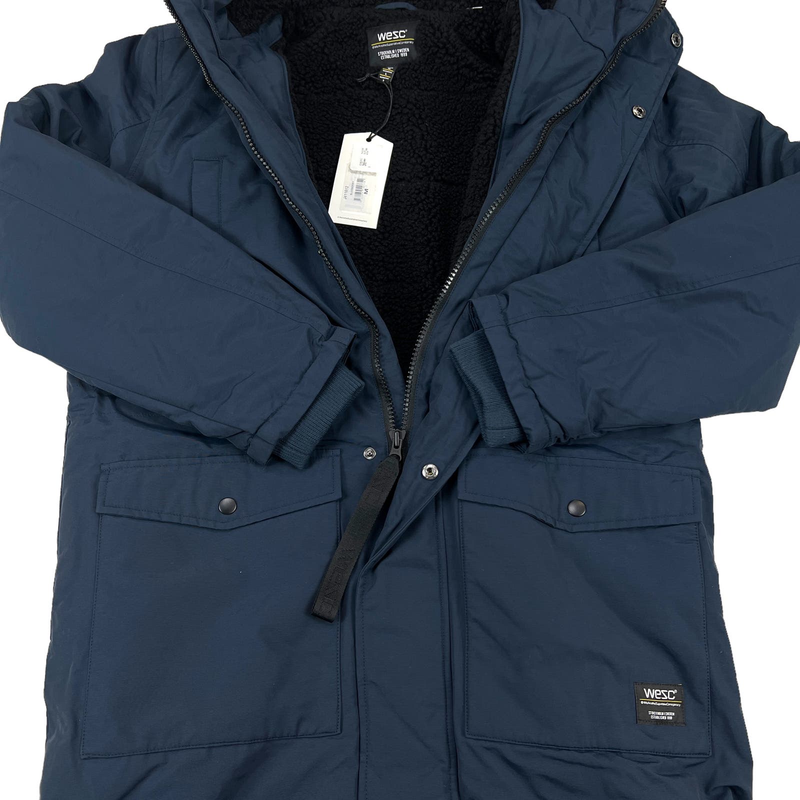 Wesc Men Blueberry Blue US M Full Zip Winter Parka Jacket