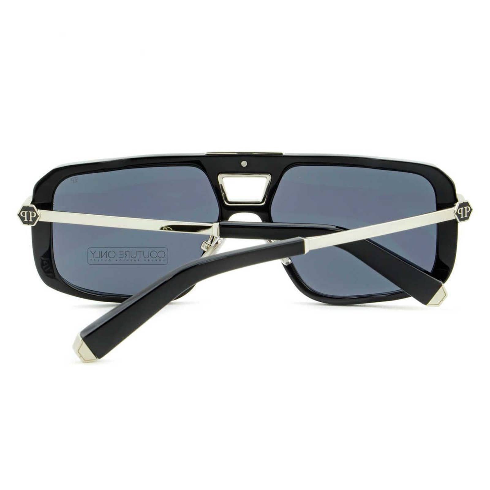 Men Square Shield Black Silver Sunglasses SPP008M-0700