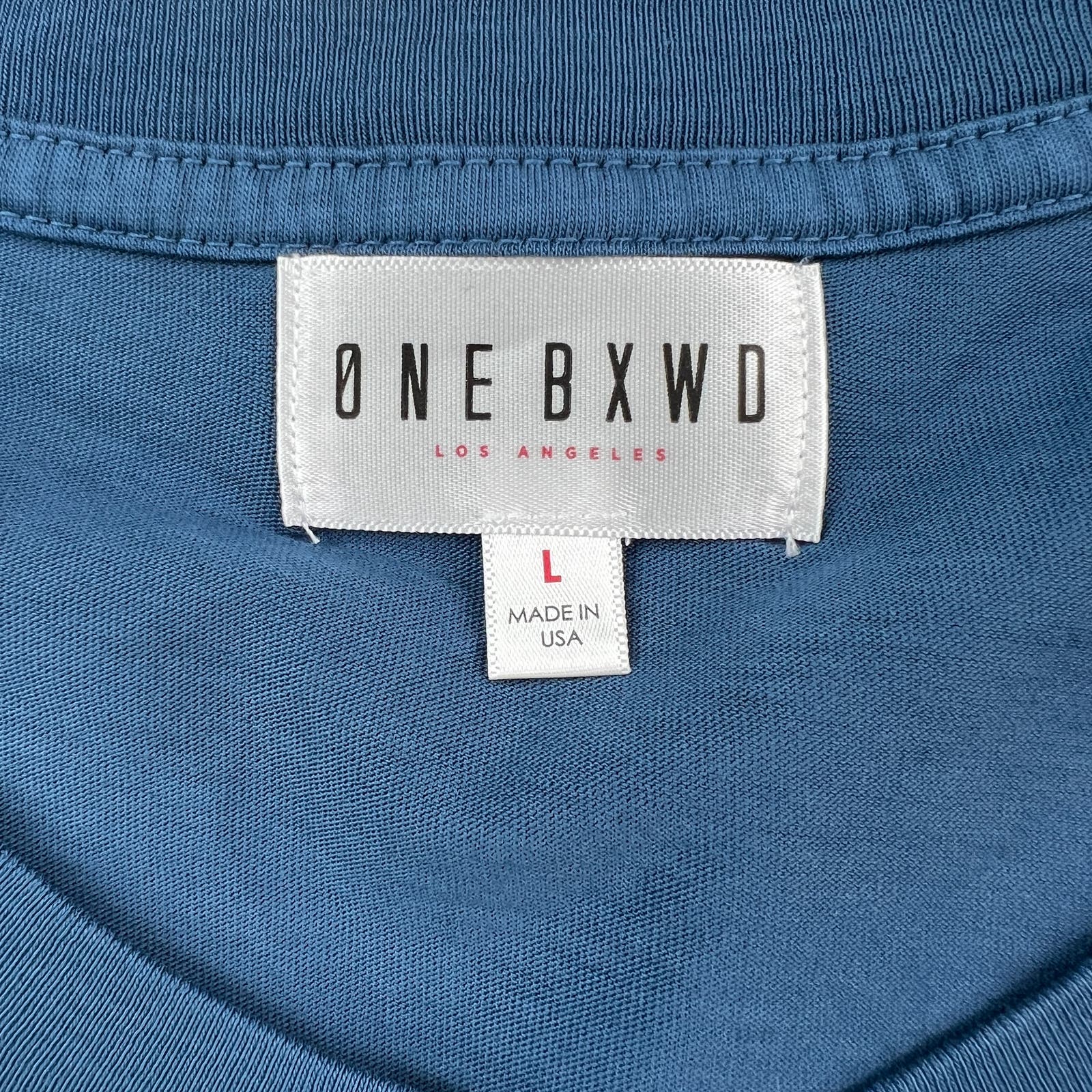 ONE BXWD Men Blue T-Shirt US L Crew Neck Short Sleeve