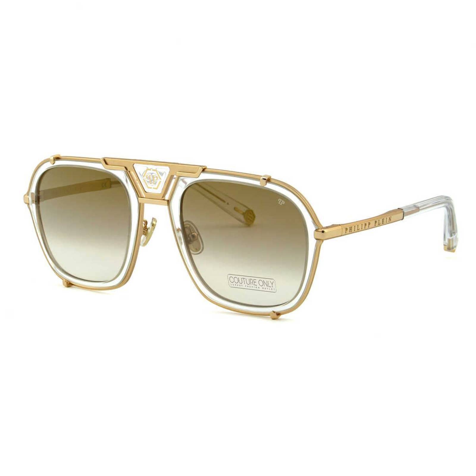 Men Square Aviator Gold Titanium Sunglasses SPP010M-349G