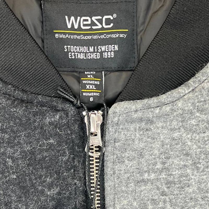WESC Multi Gray US Men XL / Women XXL Bomber Blocked Flannel Jacket