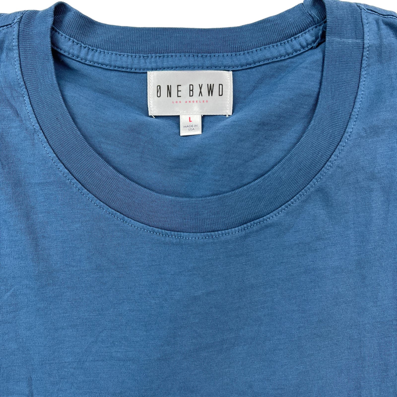 ONE BXWD Men Blue T-Shirt US L Crew Neck Short Sleeve