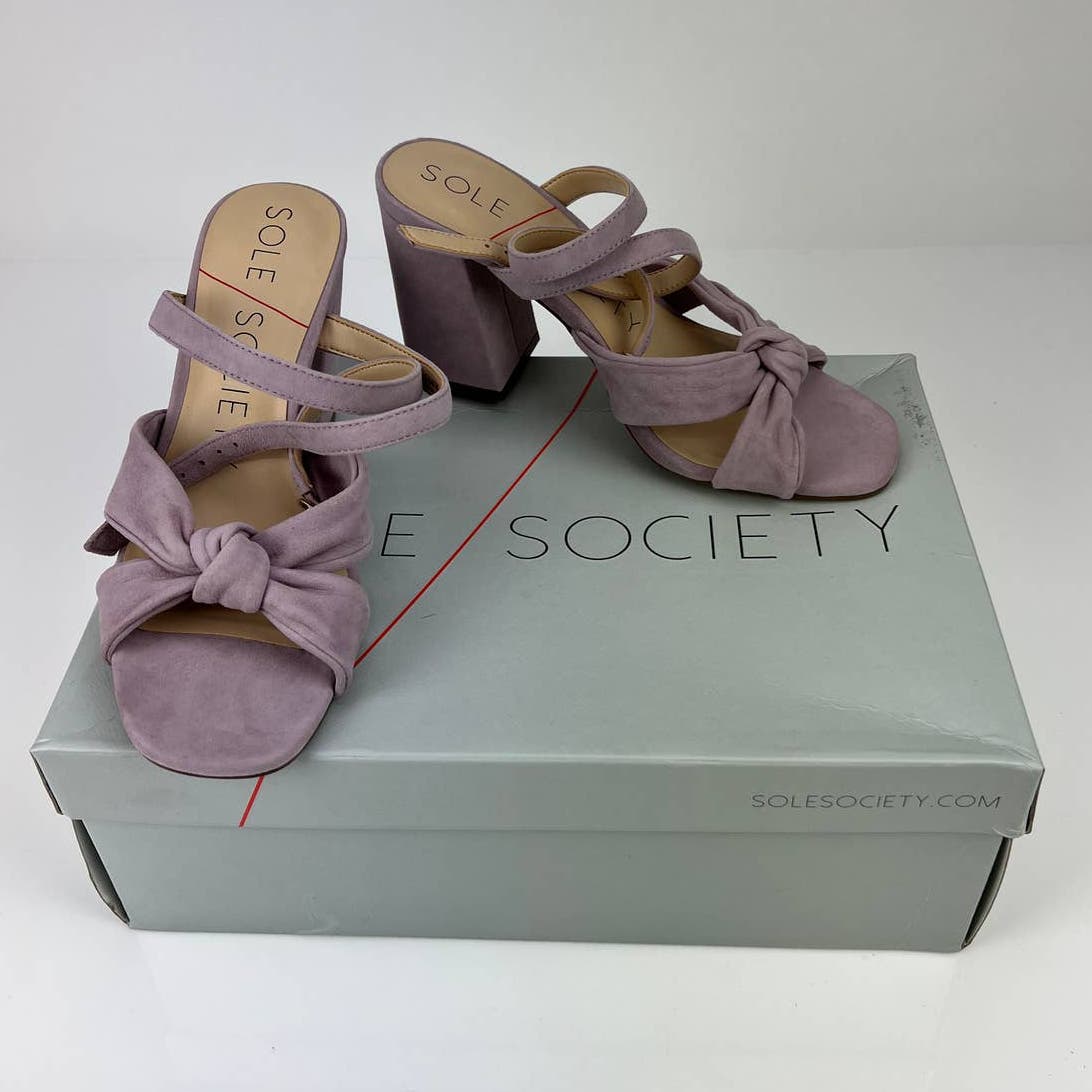 Sole Society Women US 5.5 Lavender Suede Ankle Strap Sandals