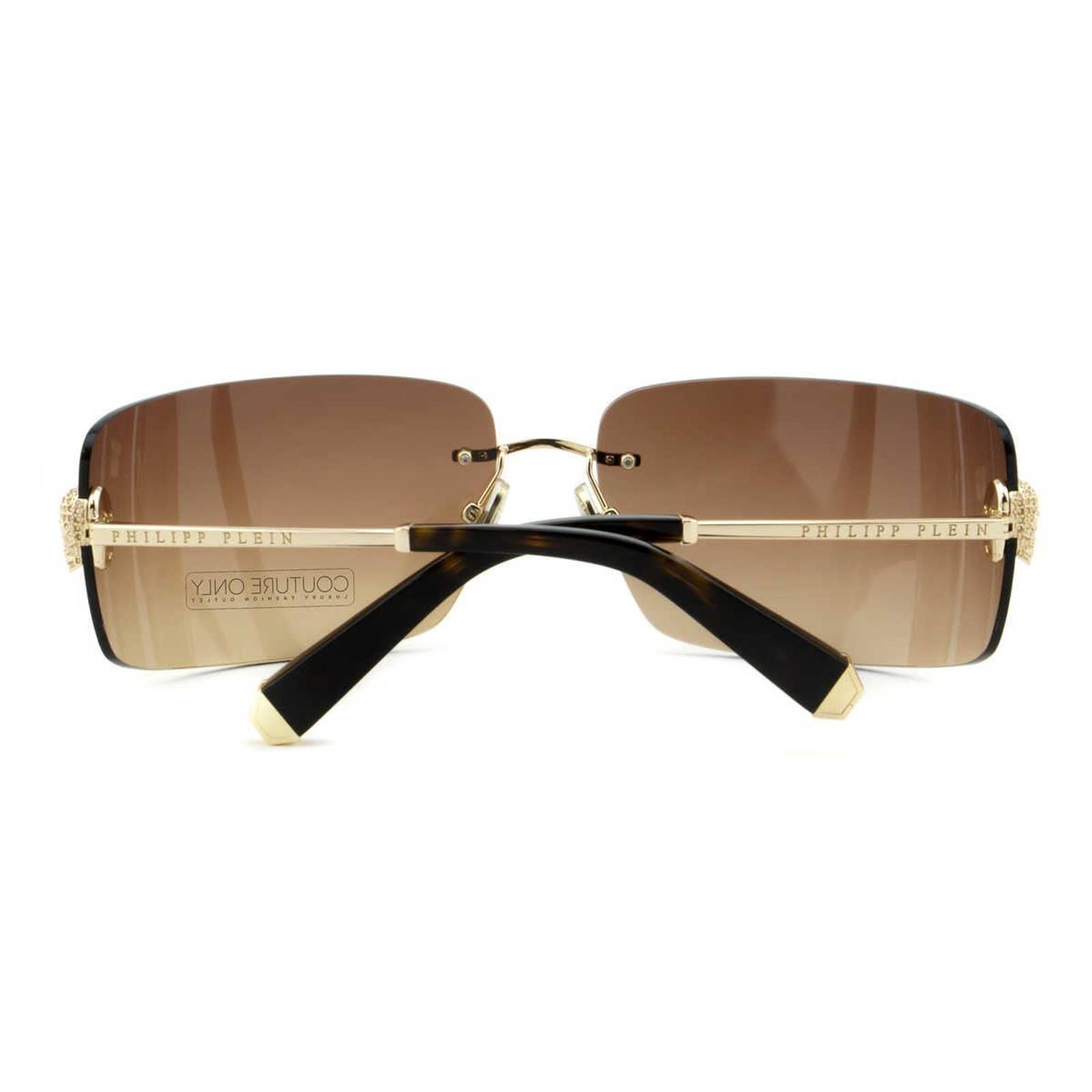 Women Titanium Rimless Brown Sunglasses SPP027S-300Y