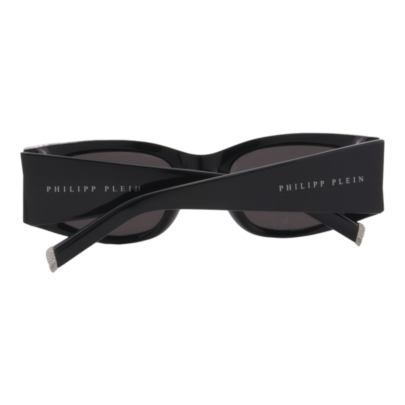 Women Slim Rectangle Sunglasses SPP025S-0700 Black & Silver Frame
