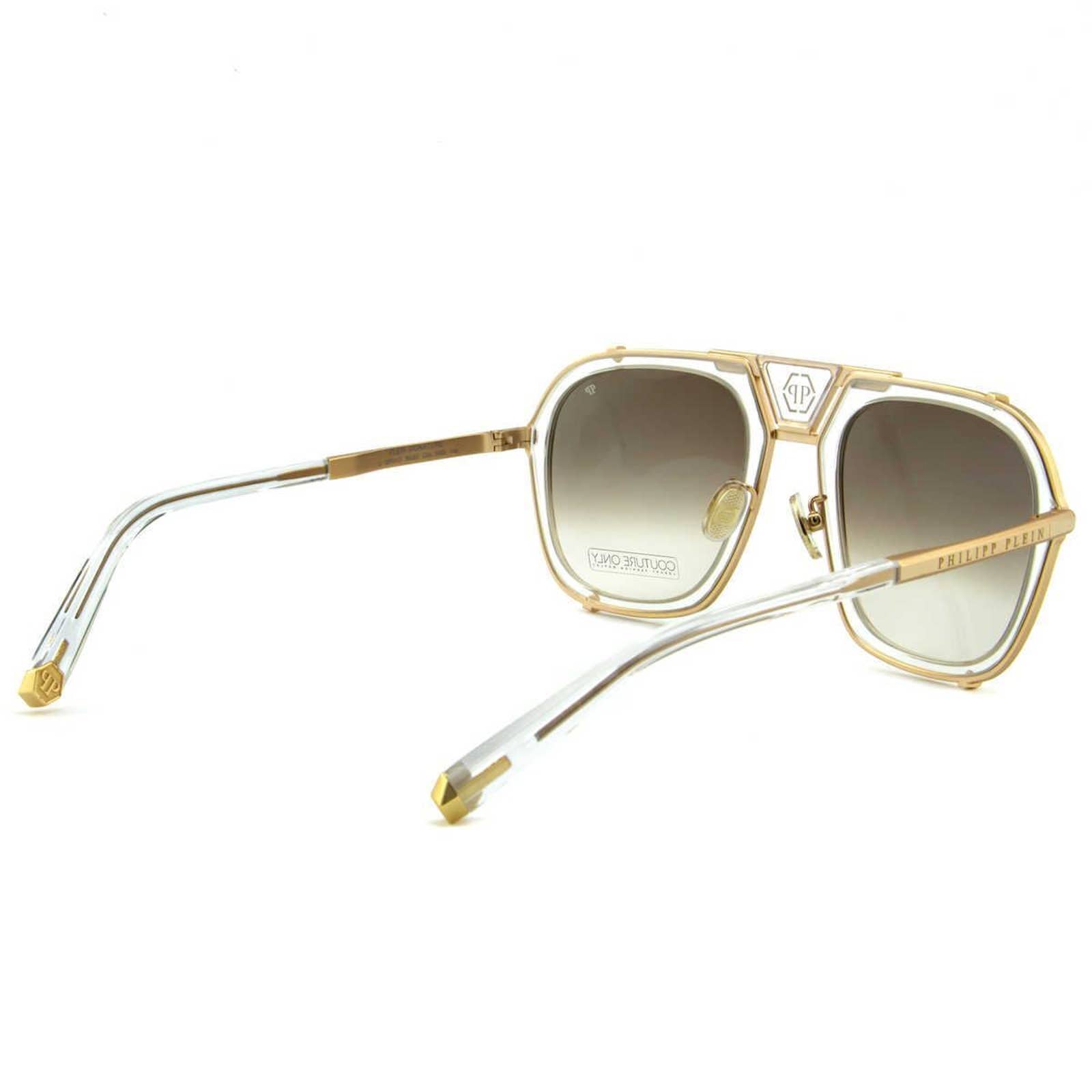 Men Square Aviator Gold Titanium Sunglasses SPP010M