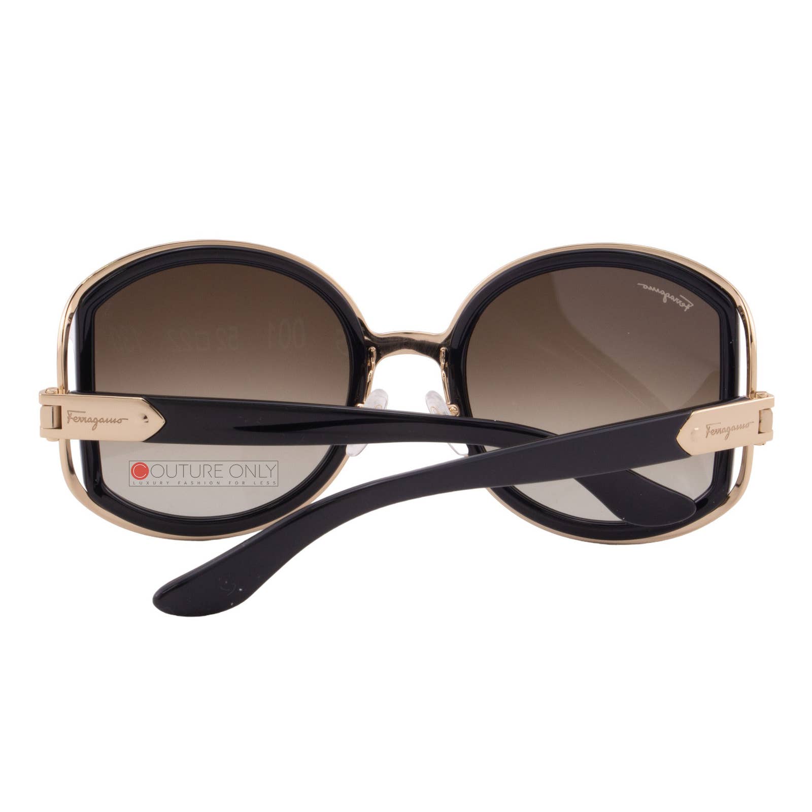 Women Round Oversized Black Gold Sunglasses SF719S