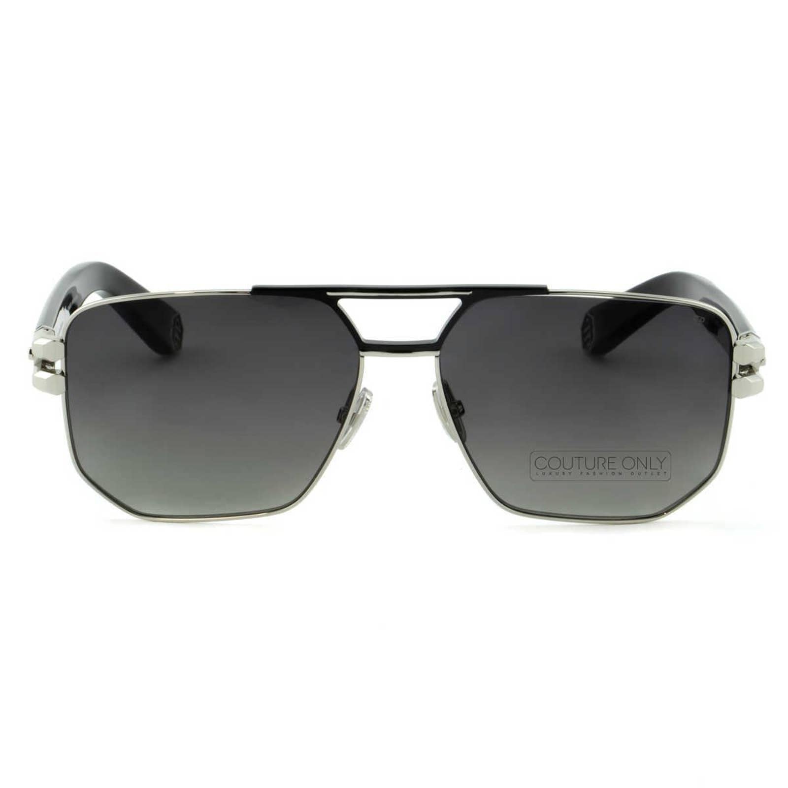 Men Black Silver Titanium Square Sunglasses SPP012M-583P